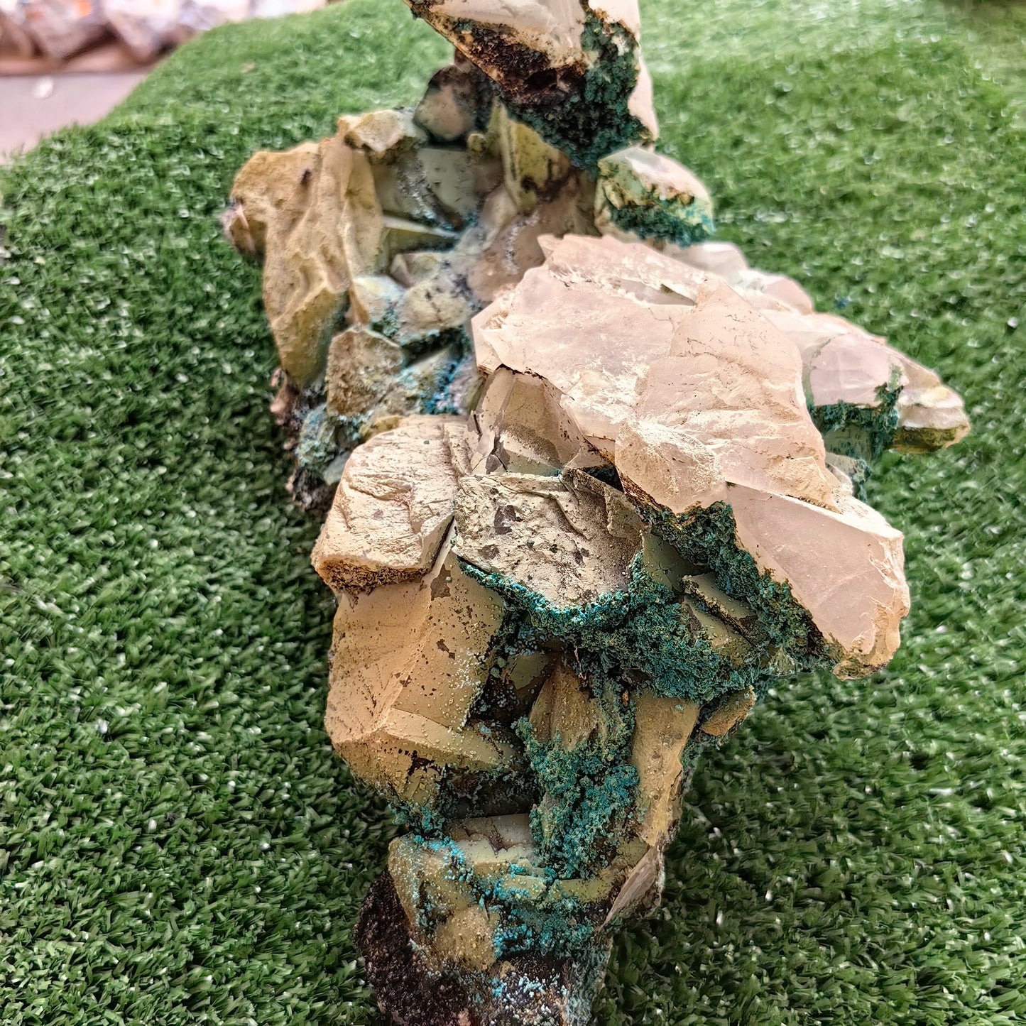 Chrysocolla on Quartz from mine tentadora