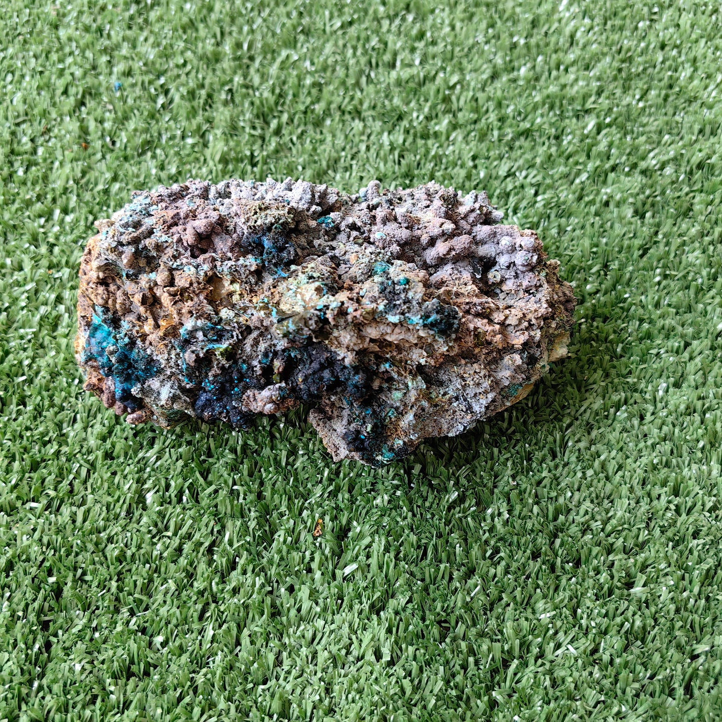 Chrysocolla on Quartz from mine tentadora