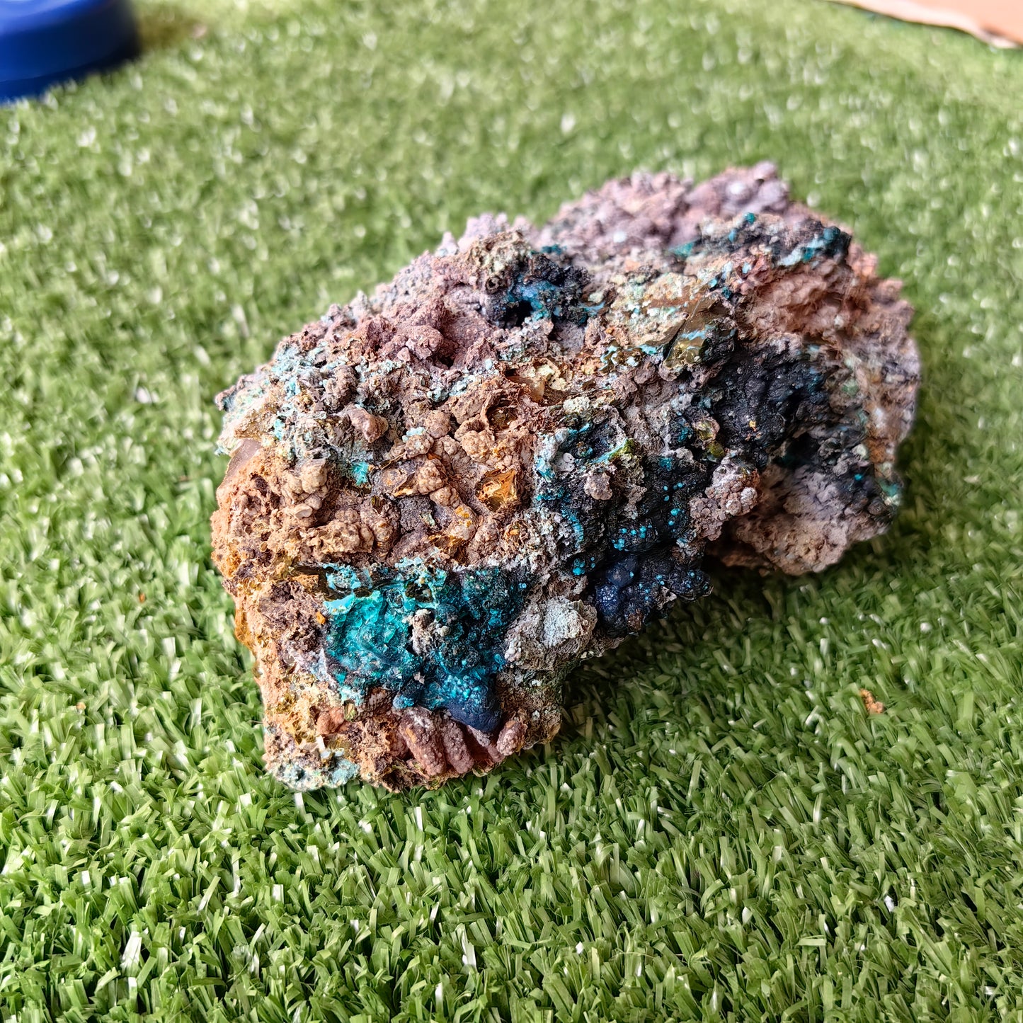 Chrysocolla on Quartz from mine tentadora