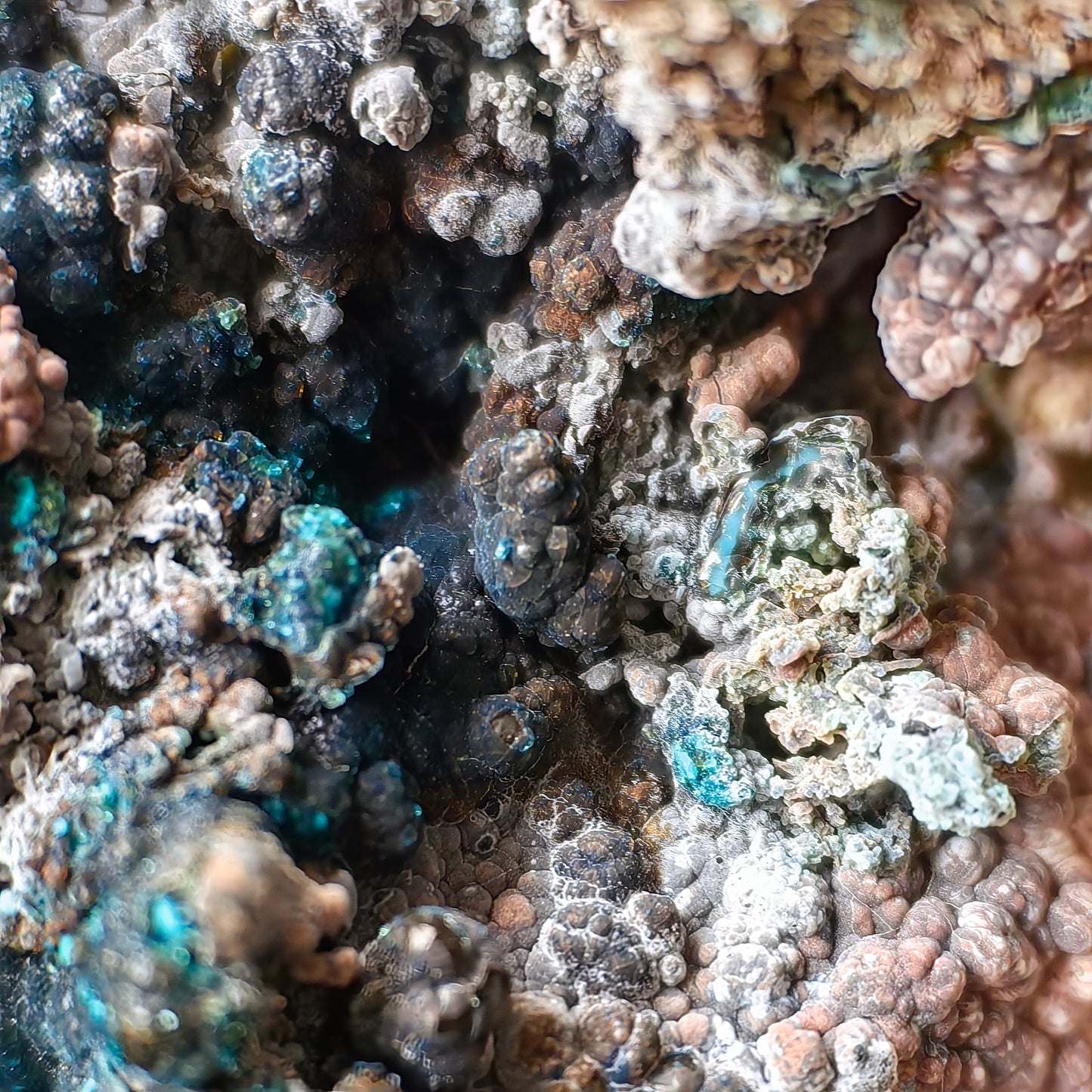 Chrysocolla on Quartz from mine tentadora