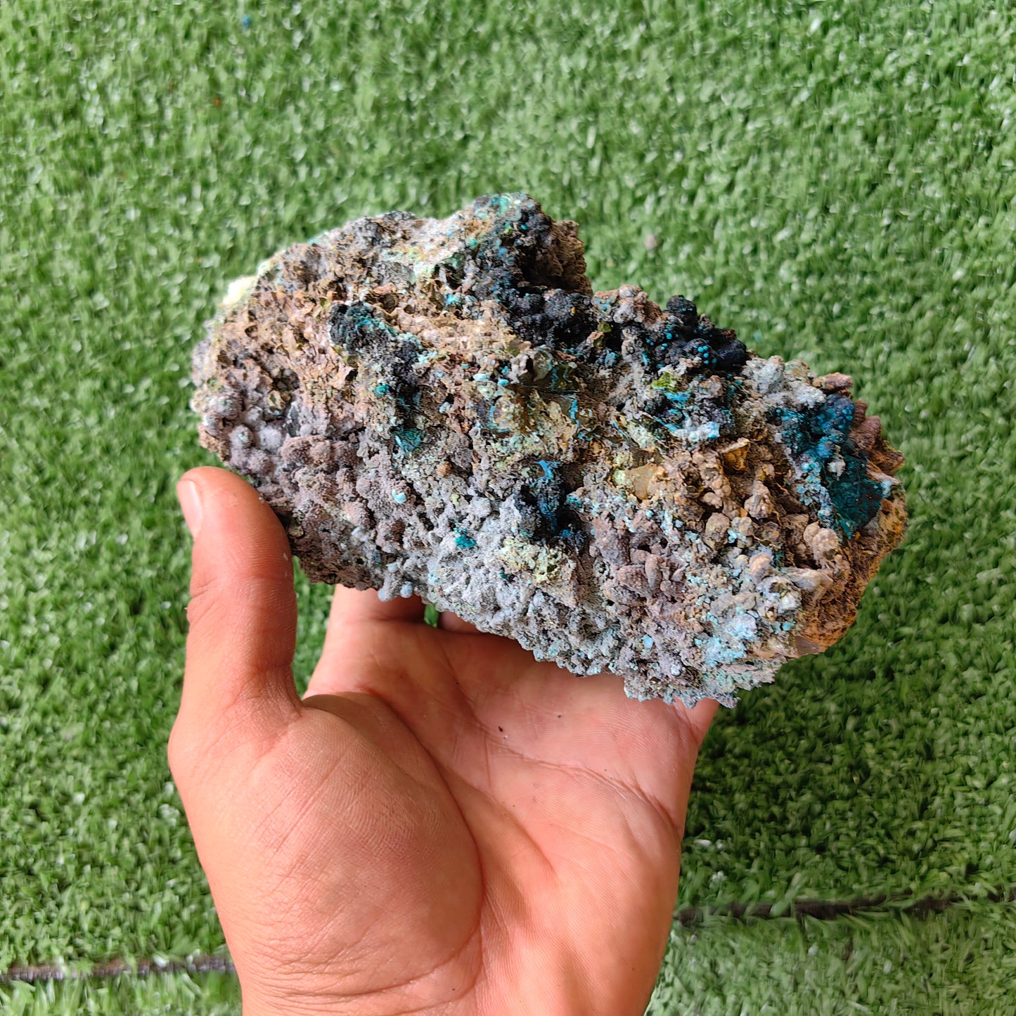 Chrysocolla on Quartz from mine tentadora