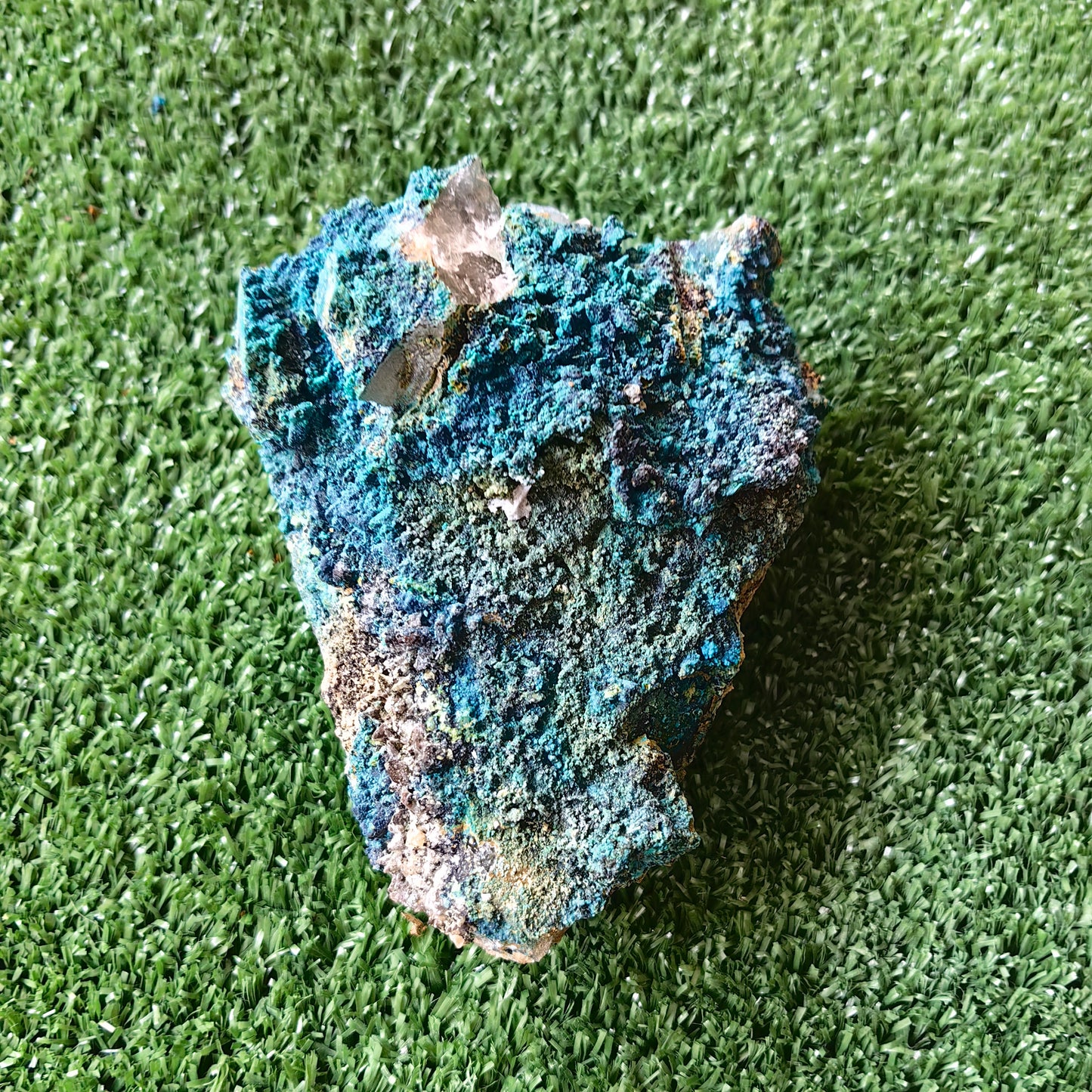 Chrysocolla on Quartz from mine tentadora