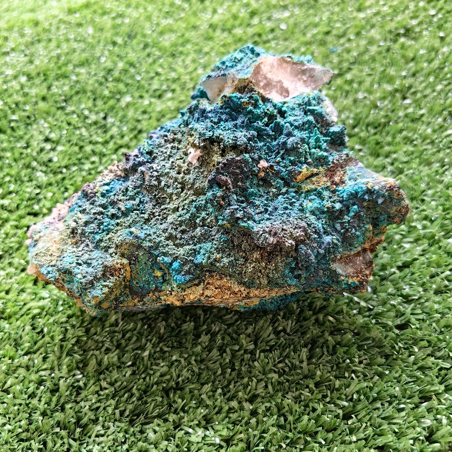 Chrysocolla on Quartz from mine tentadora