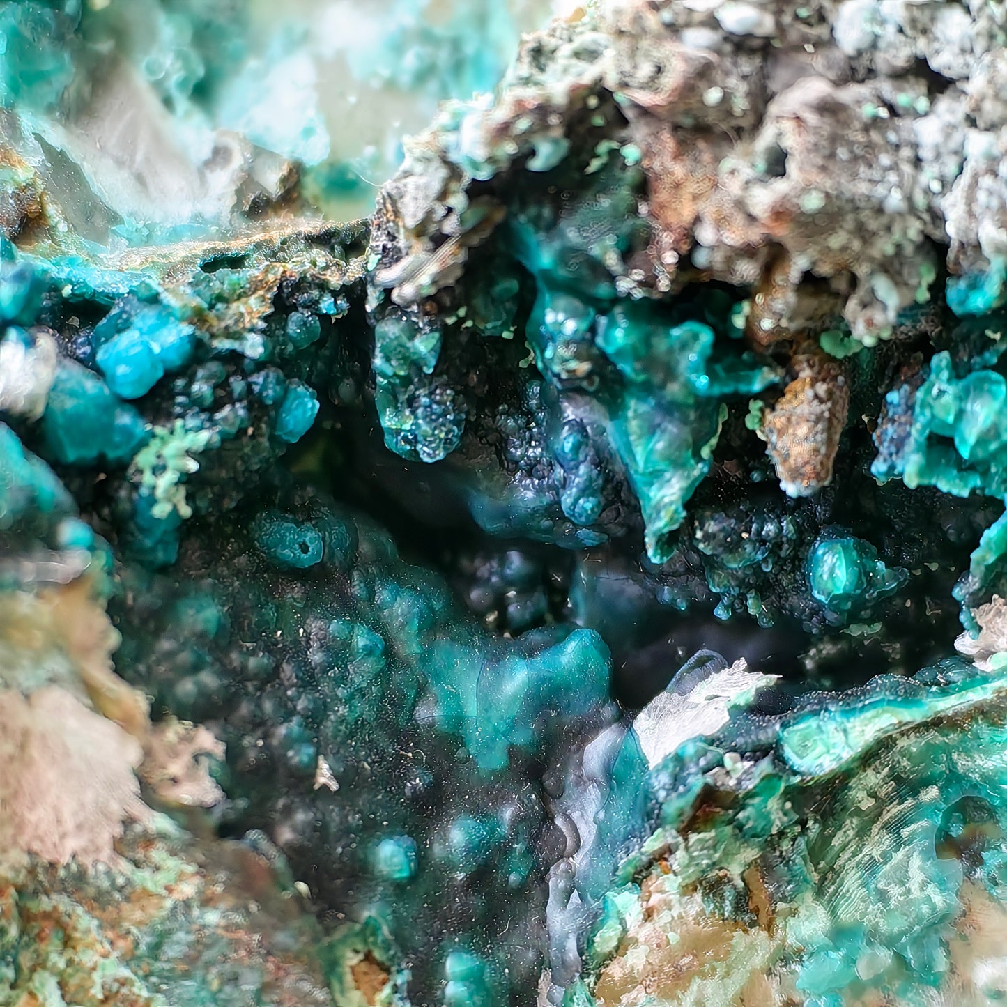 Chrysocolla on Quartz from mine tentadora
