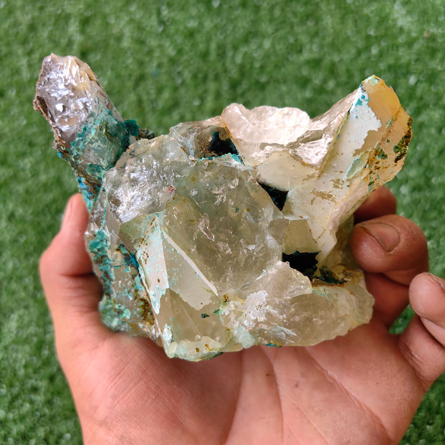 Chrysocolla on Quartz from mine tentadora