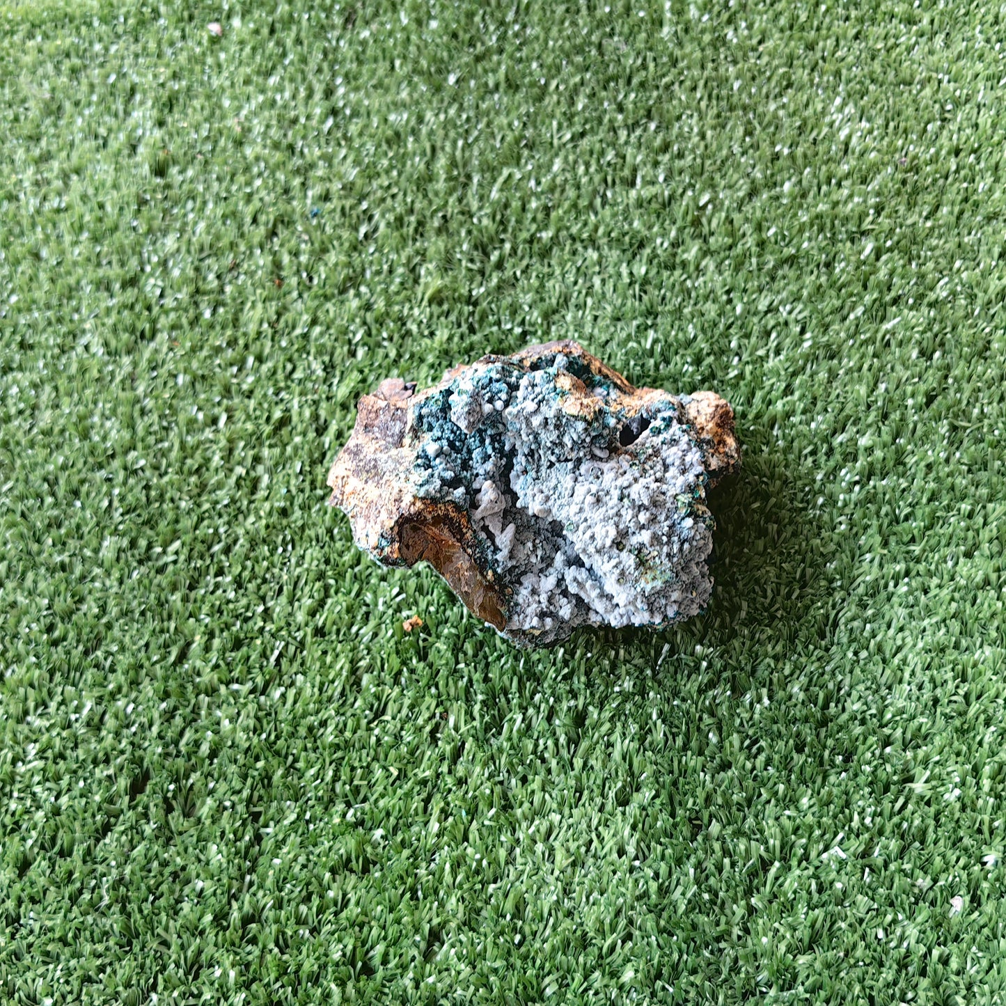 Chrysocolla on Quartz from mine tentadora