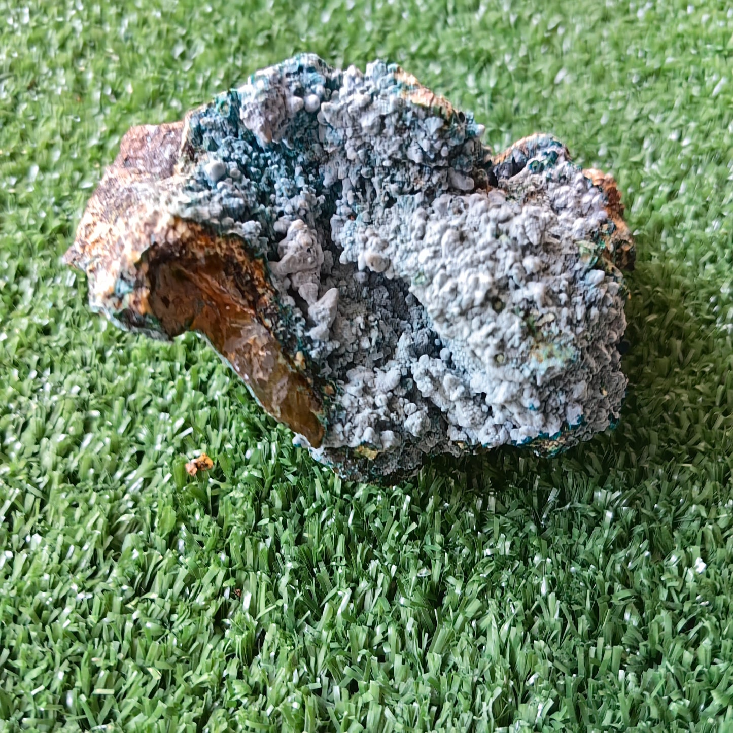 Chrysocolla on Quartz from mine tentadora
