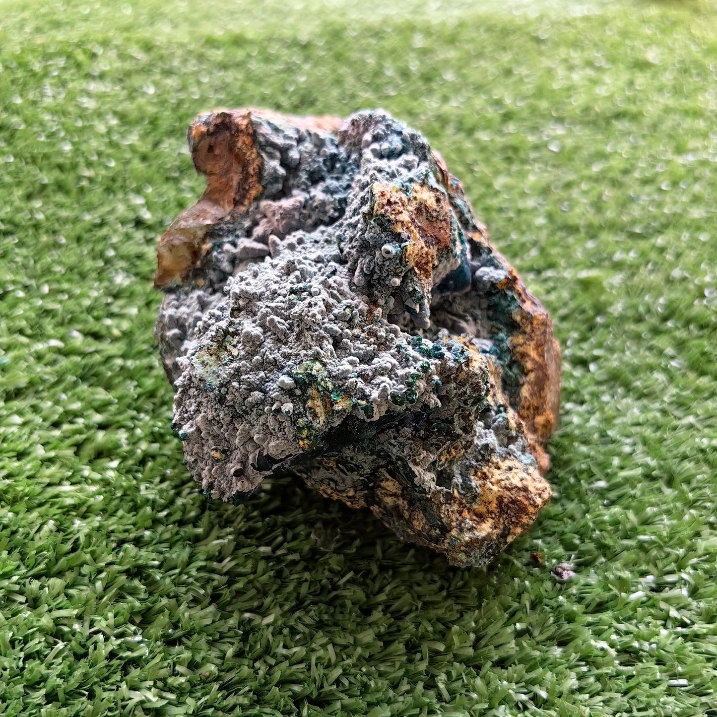 Chrysocolla on Quartz from mine tentadora