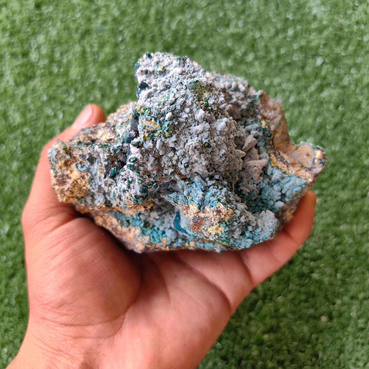 Chrysocolla on Quartz from mine tentadora