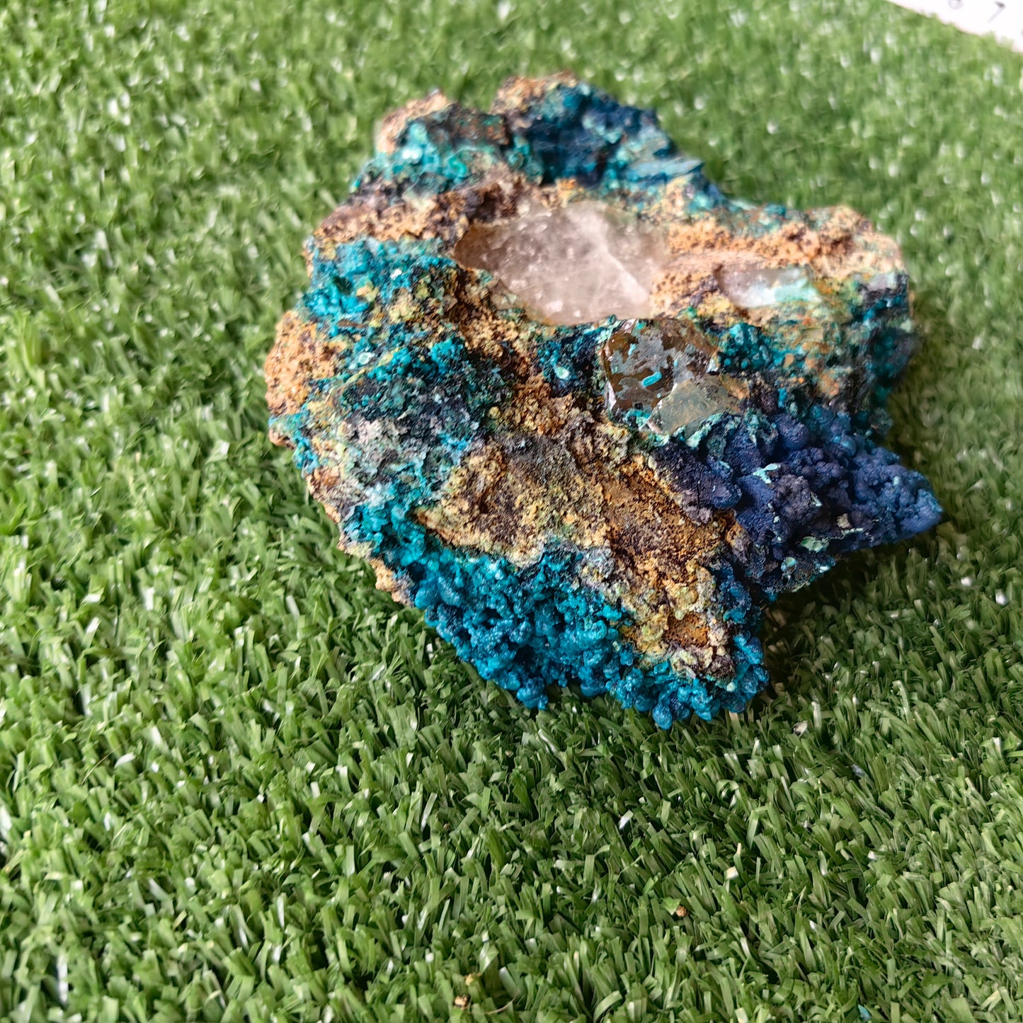 Chrysocolla on Quartz from mine tentadora