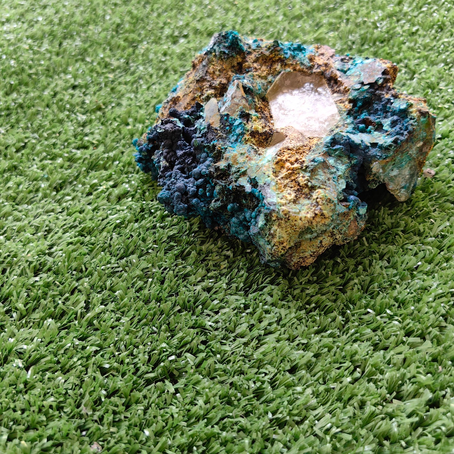 Chrysocolla on Quartz from mine tentadora