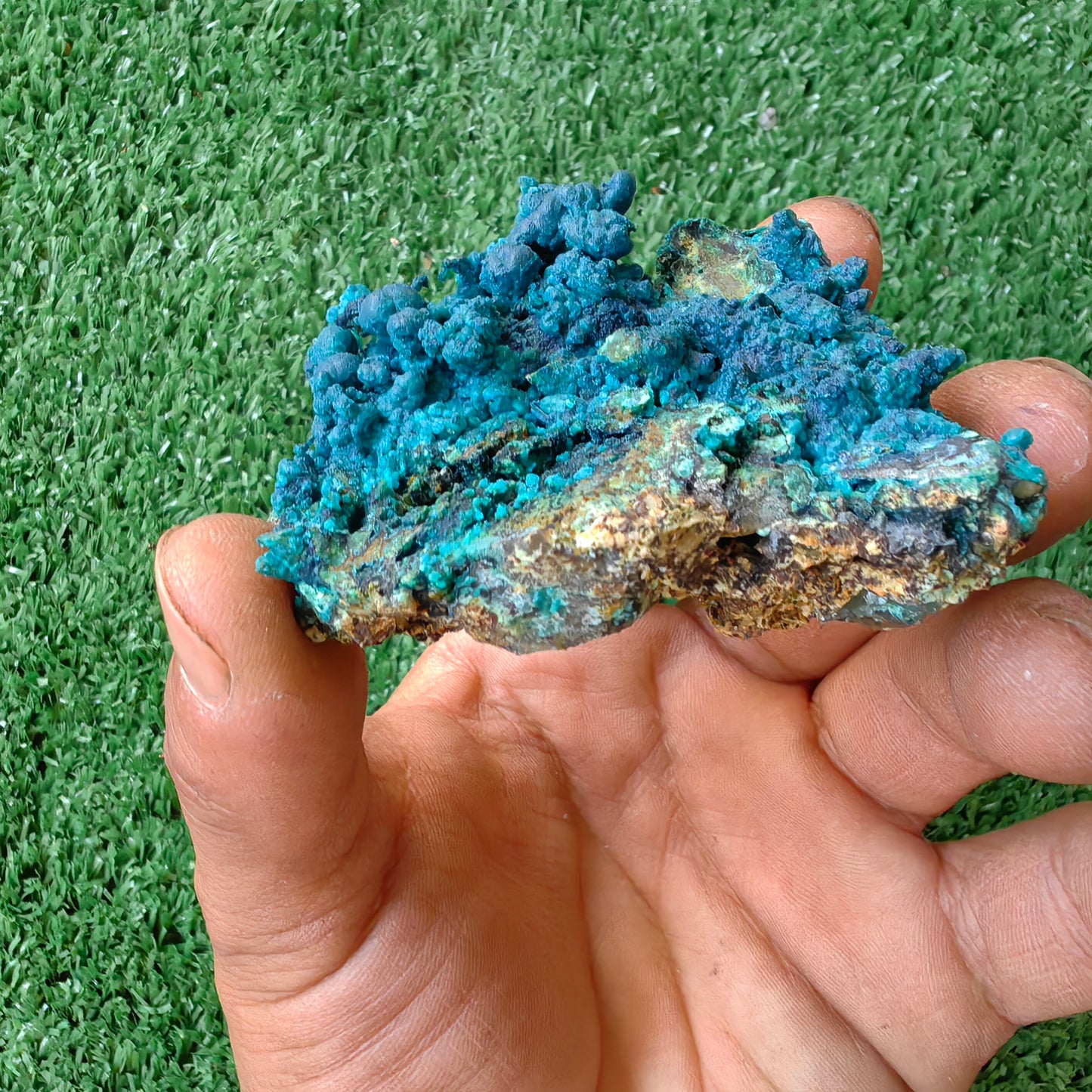 Chrysocolla on Quartz from mine tentadora