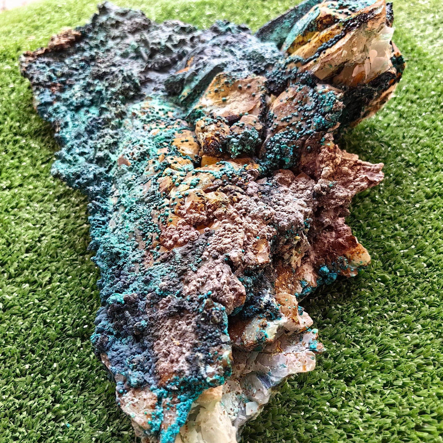 Chrysocolla on Quartz from mine tentadora