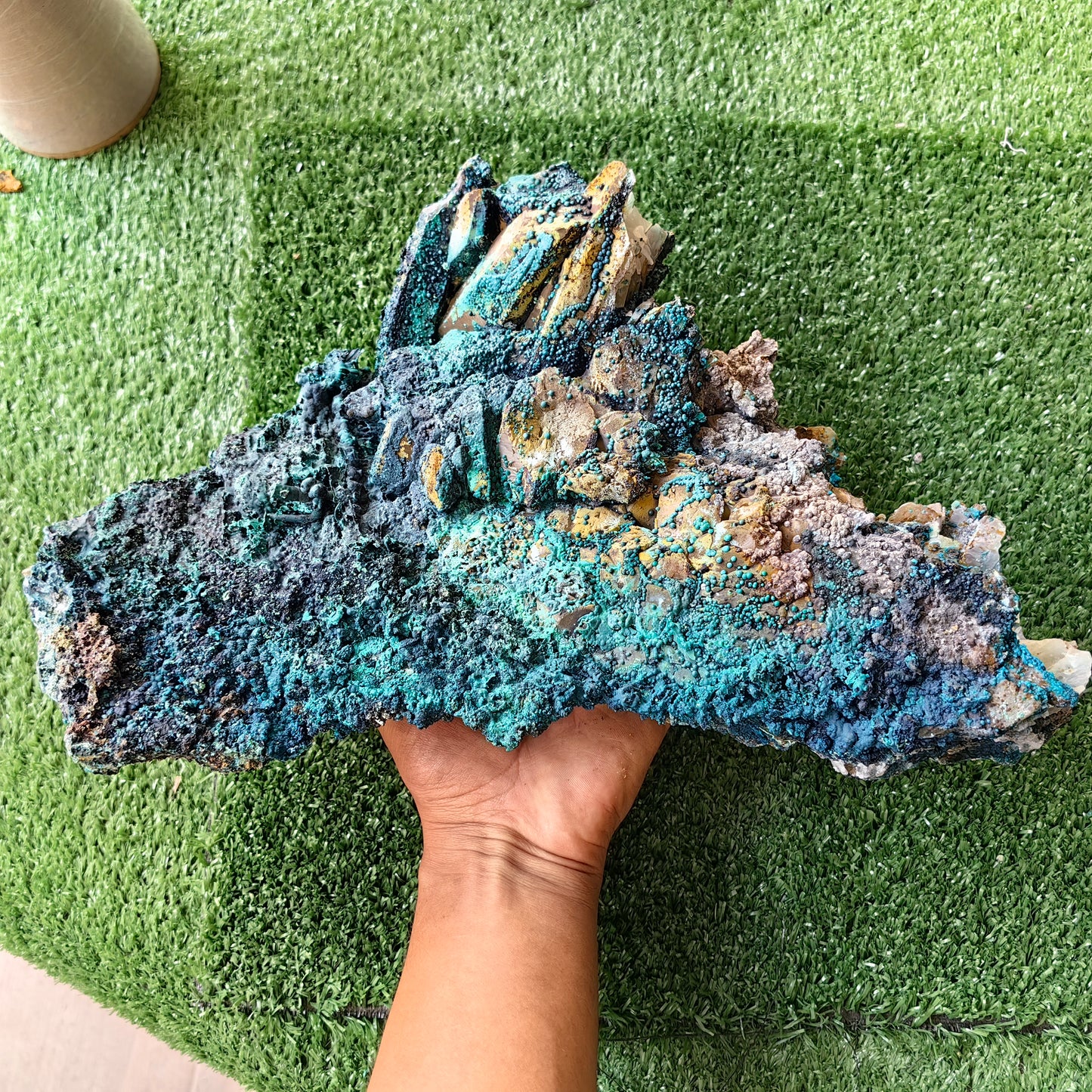 Chrysocolla on Quartz from mine tentadora