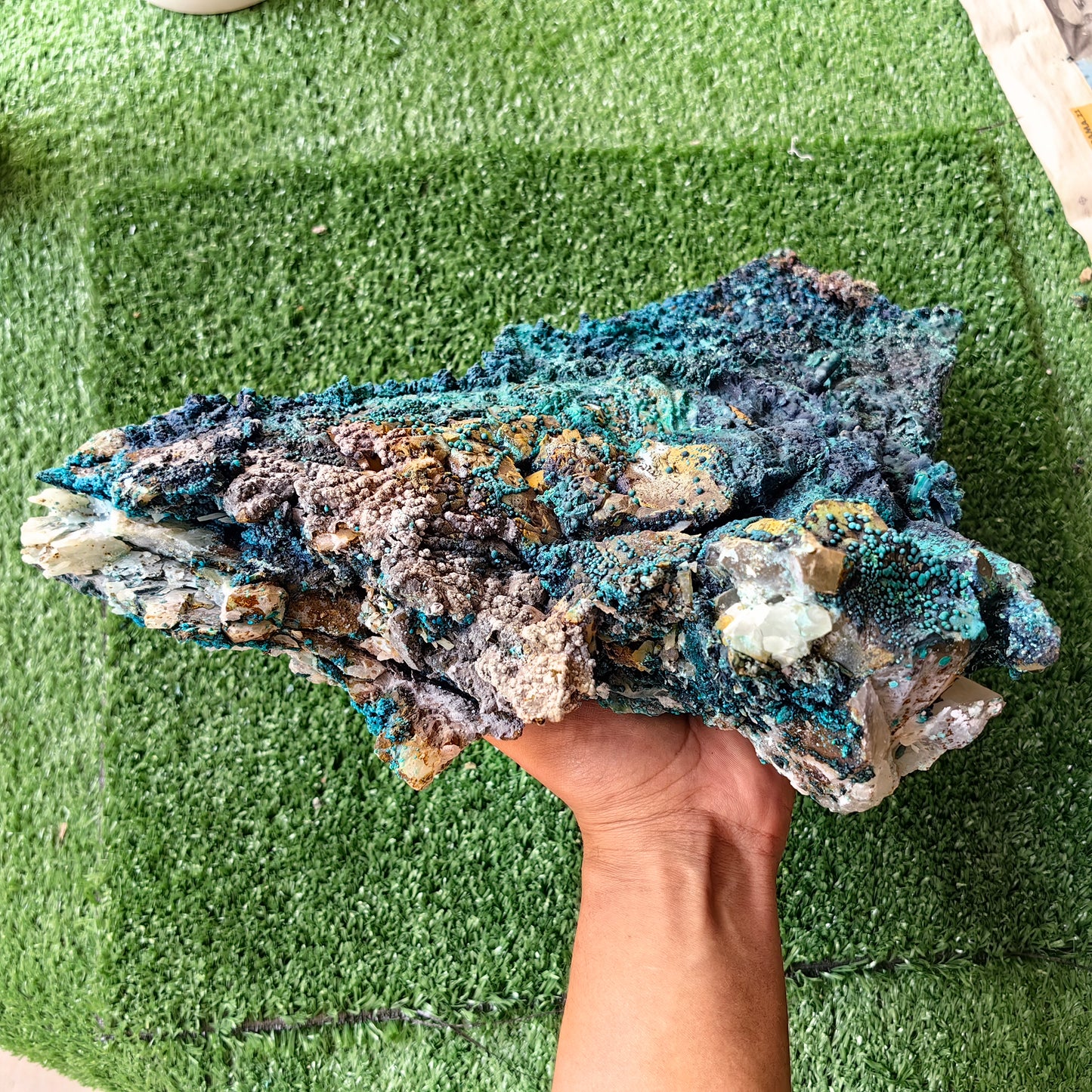 Chrysocolla on Quartz from mine tentadora