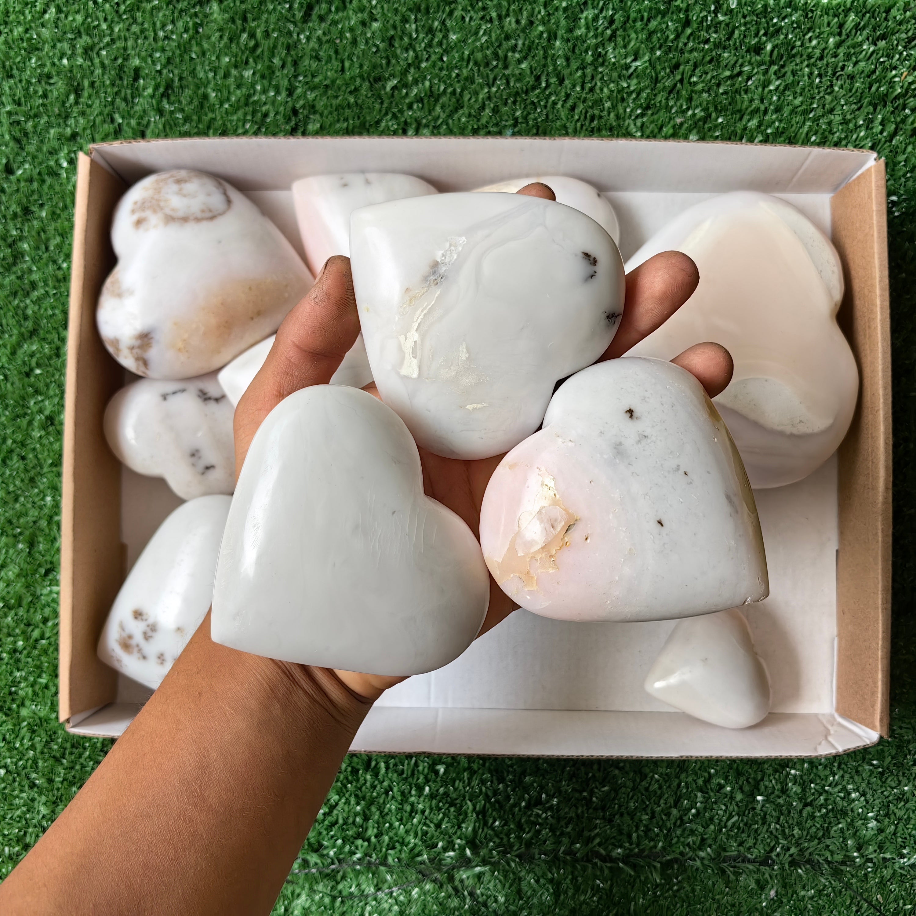 14 pc peruvian pink opal hearts