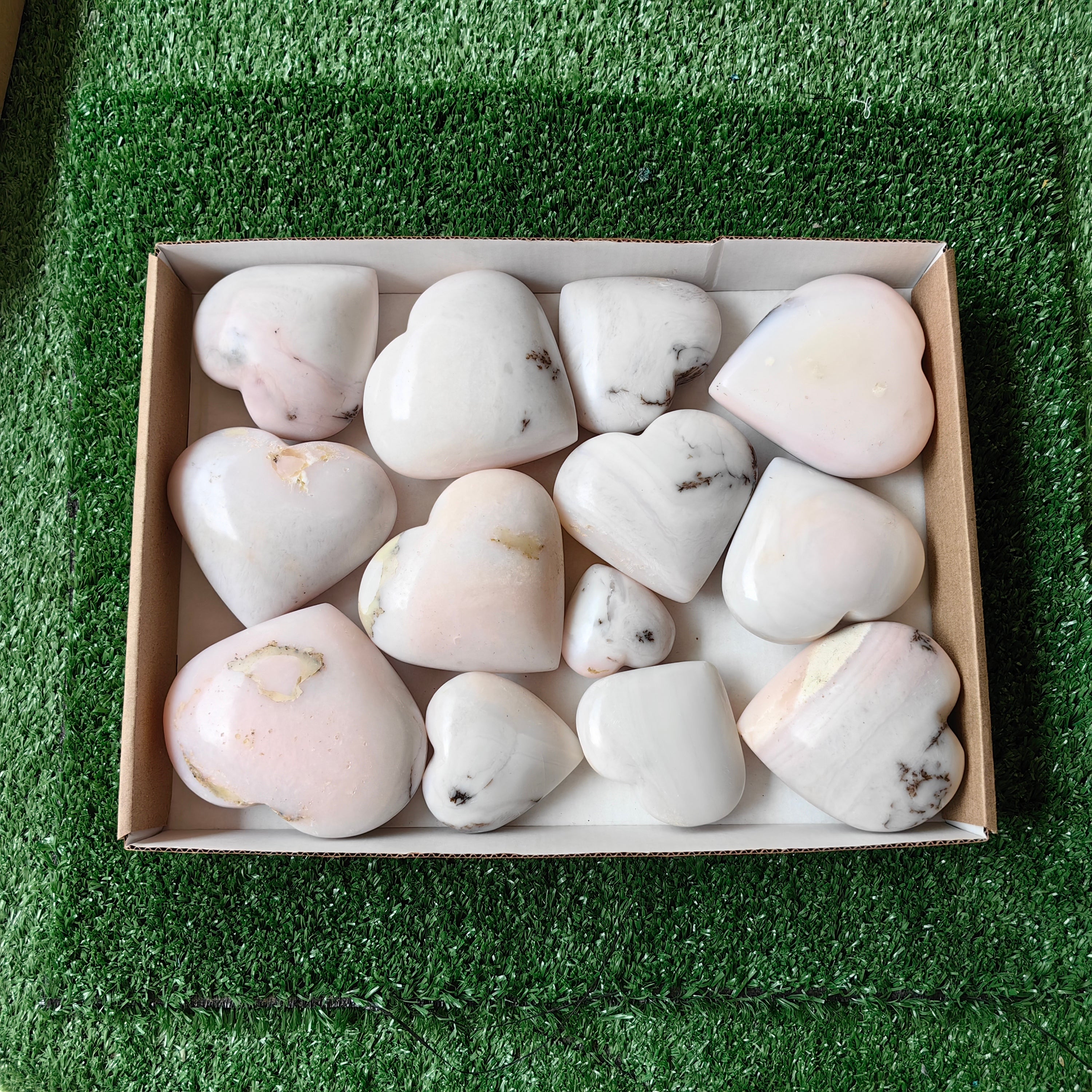 13 pc peruvian pink opal hearts
