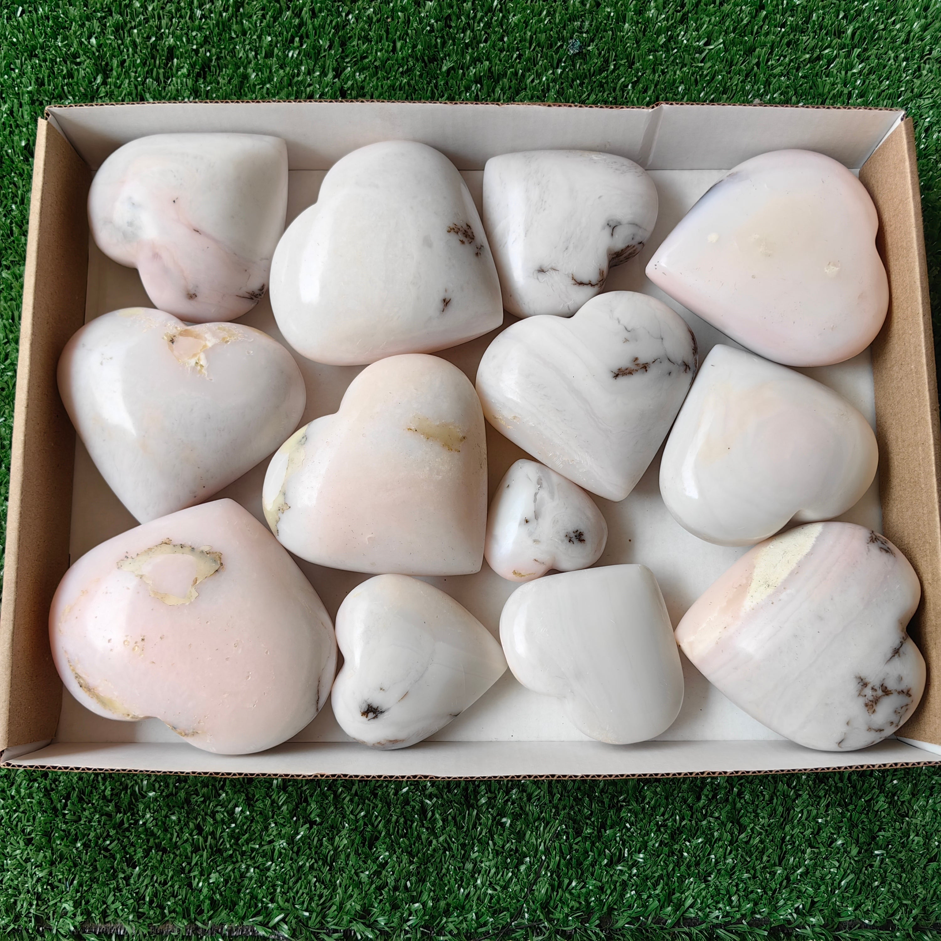 13 pc peruvian pink opal hearts