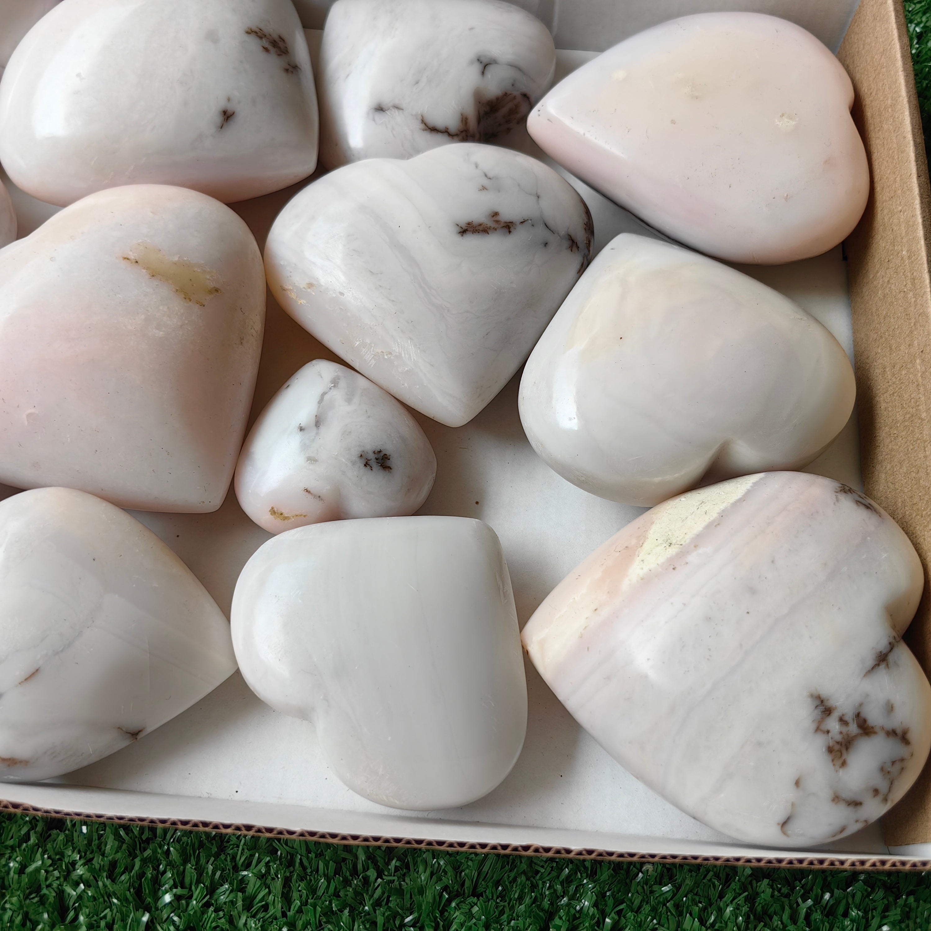 13 pc peruvian pink opal hearts