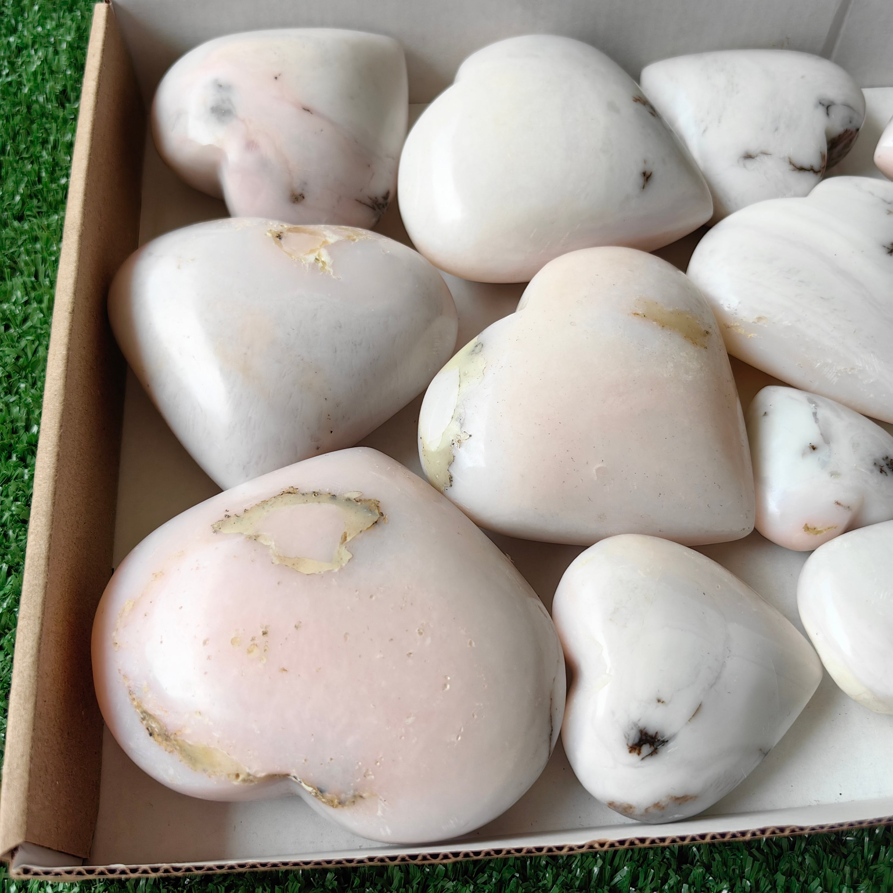 13 pc peruvian pink opal hearts