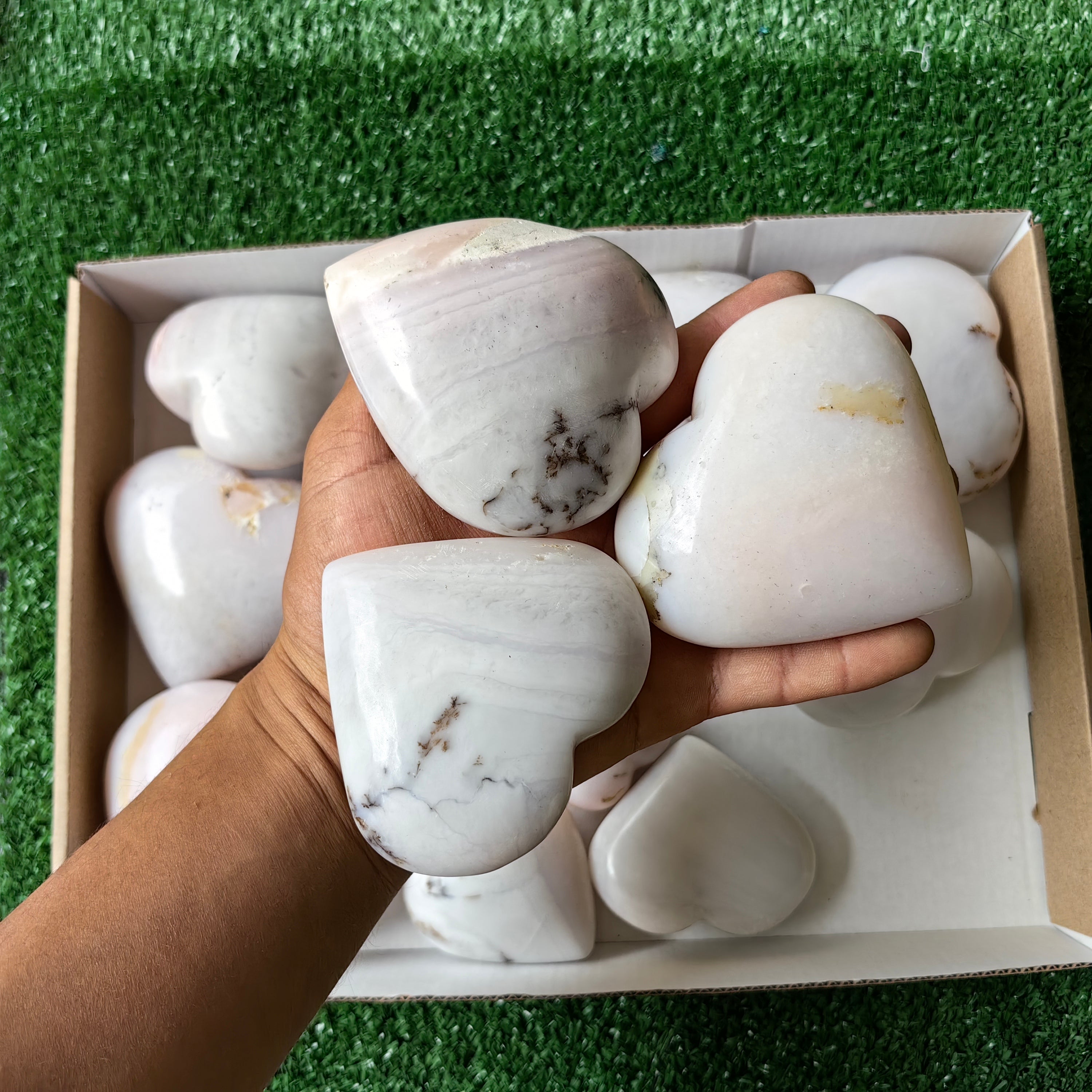 13 pc peruvian pink opal hearts