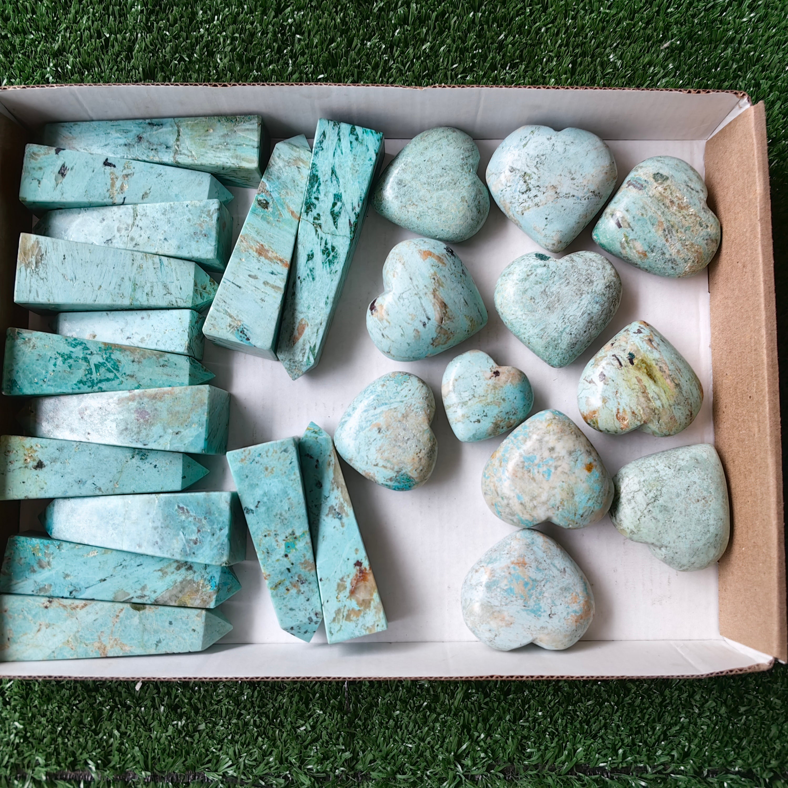 26 pcs Peruvian Turquoise Towers & hearts