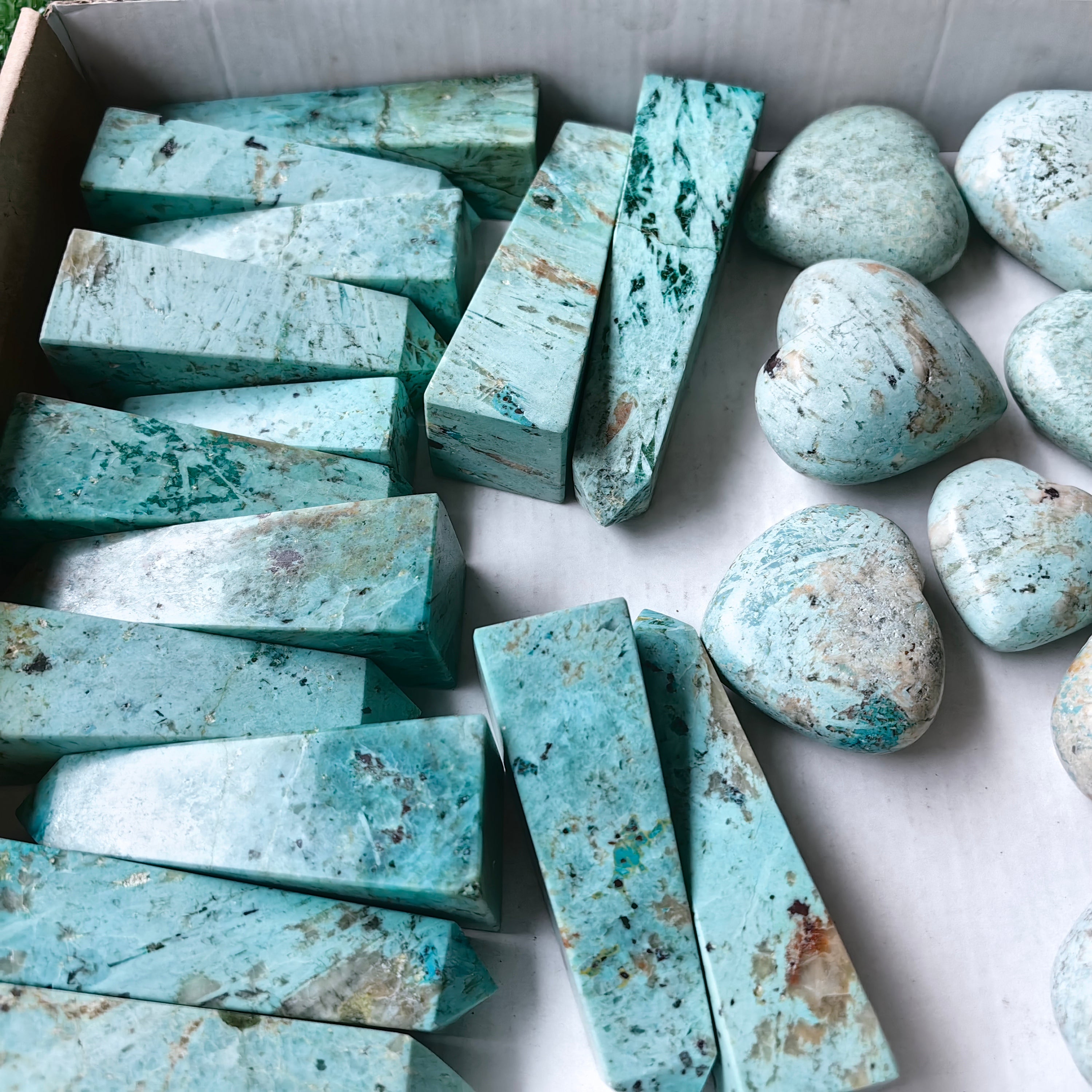 26 pcs Peruvian Turquoise Towers & hearts