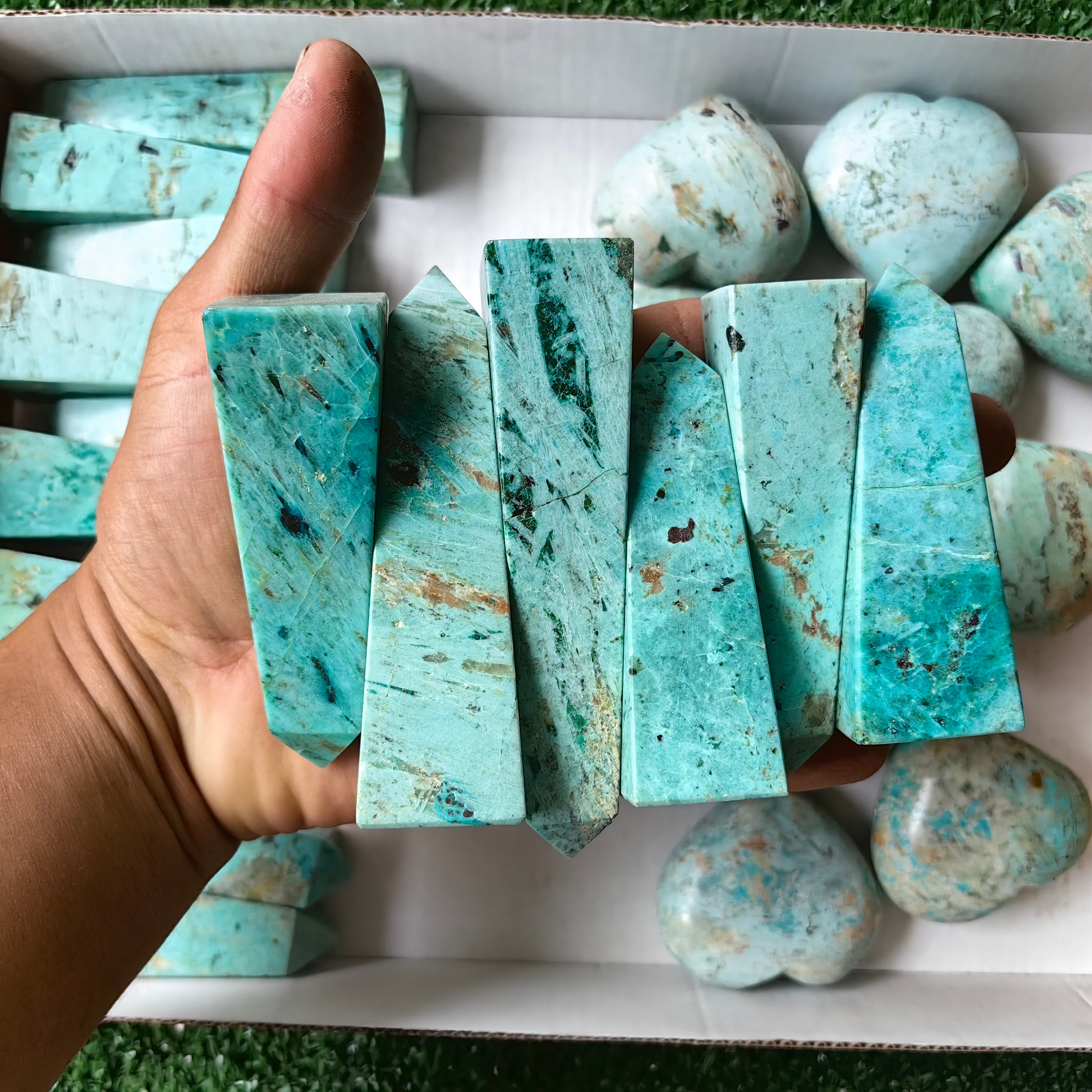 26 pcs Peruvian Turquoise Towers & hearts