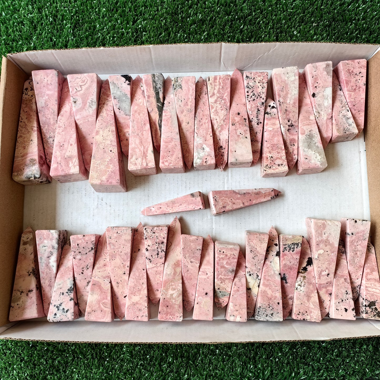 43 pc pink rhodonite towers