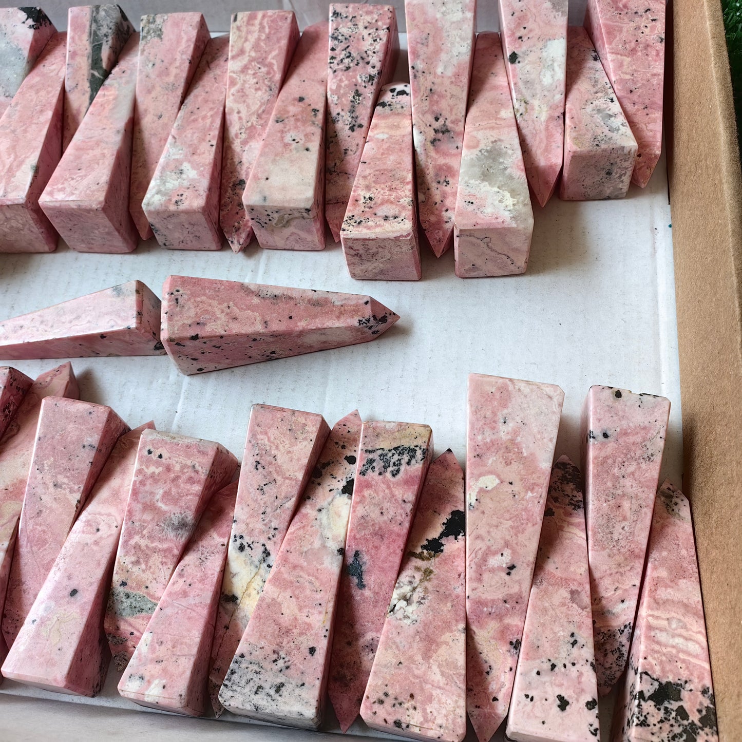 43 pc pink rhodonite towers