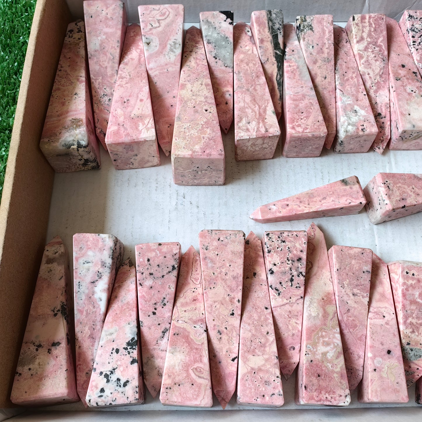 43 pc pink rhodonite towers