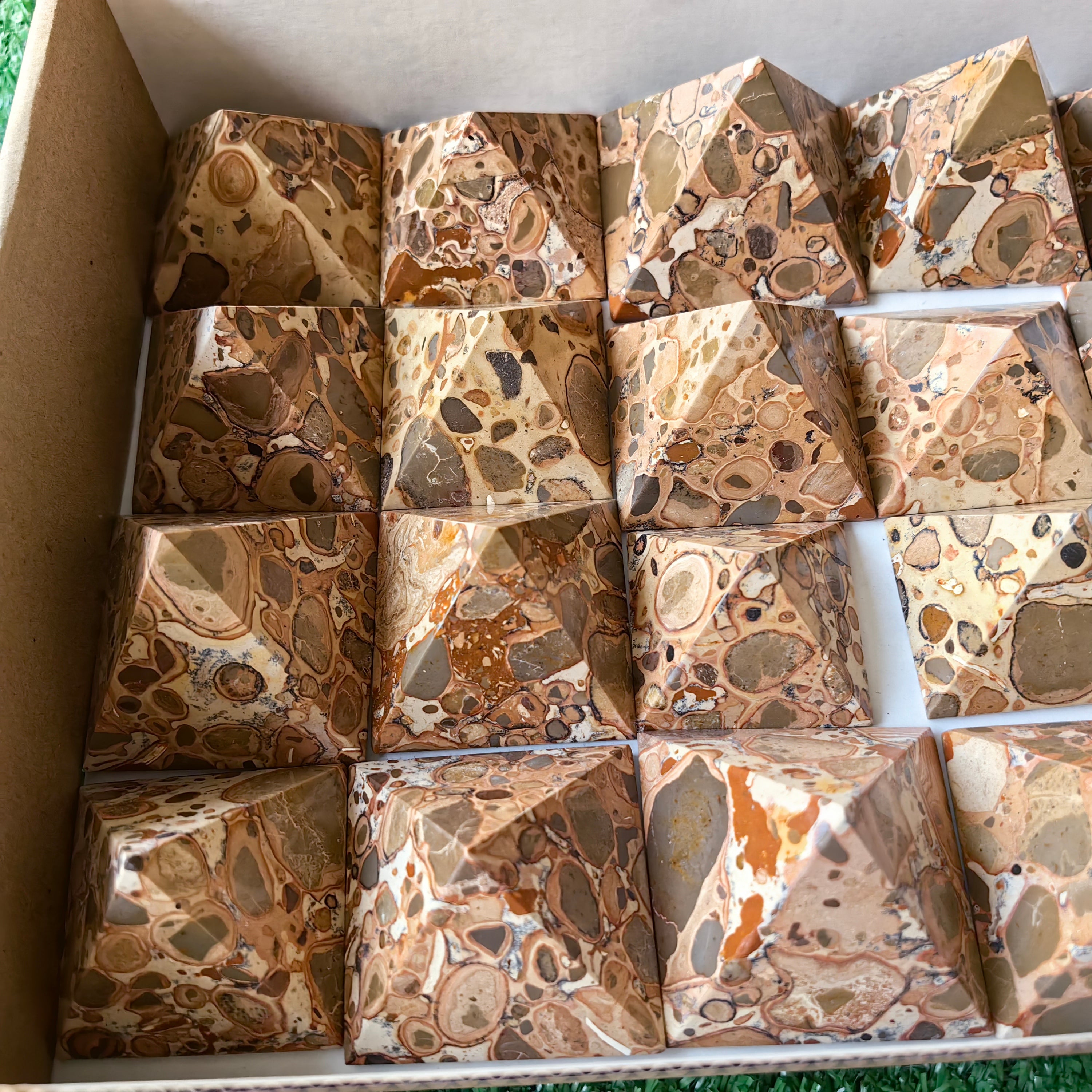 20 pc leopardite jasper pyramids