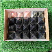 20 pc nephrite, pink opal& black onix pyramids