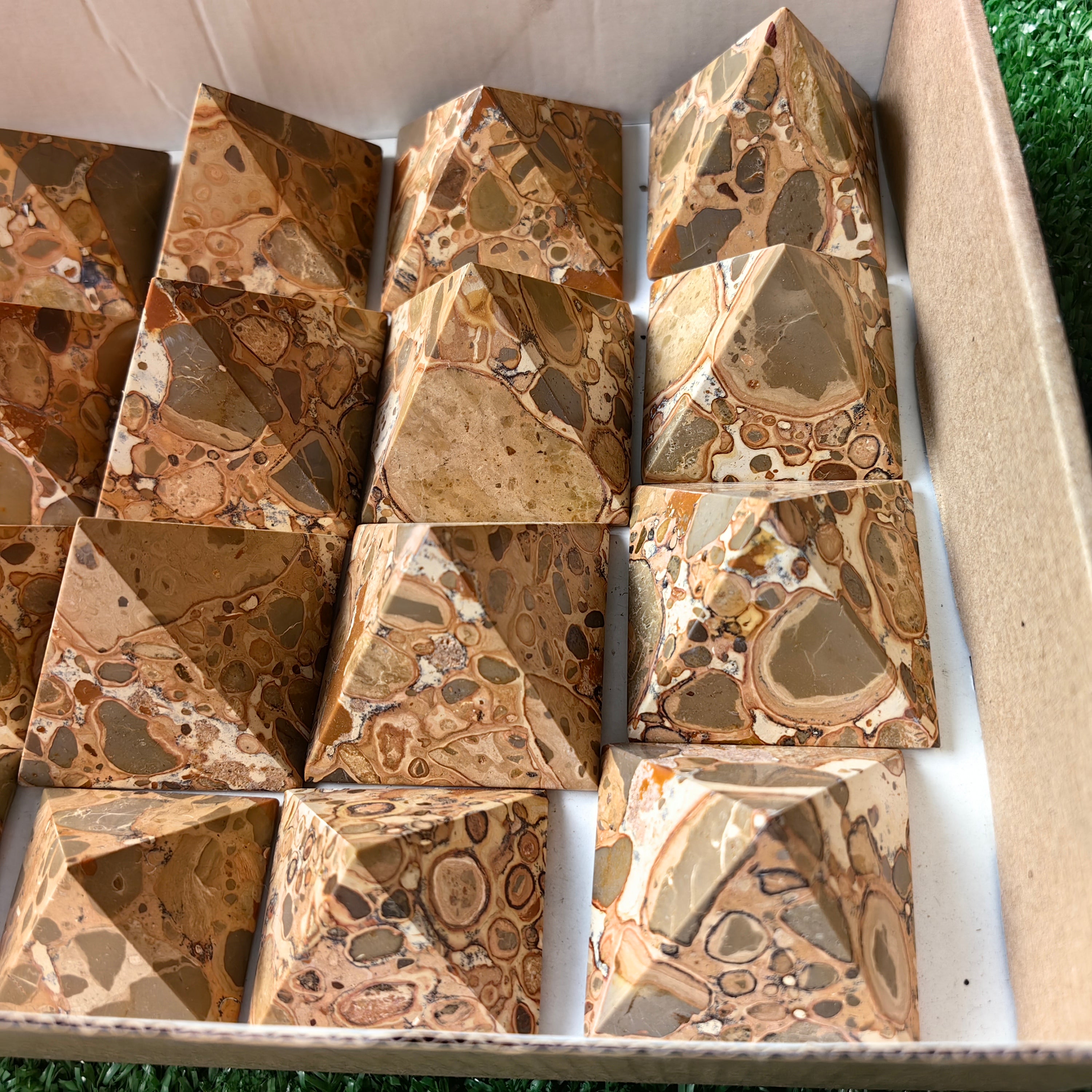 20 pc leopardite jasper pyramids