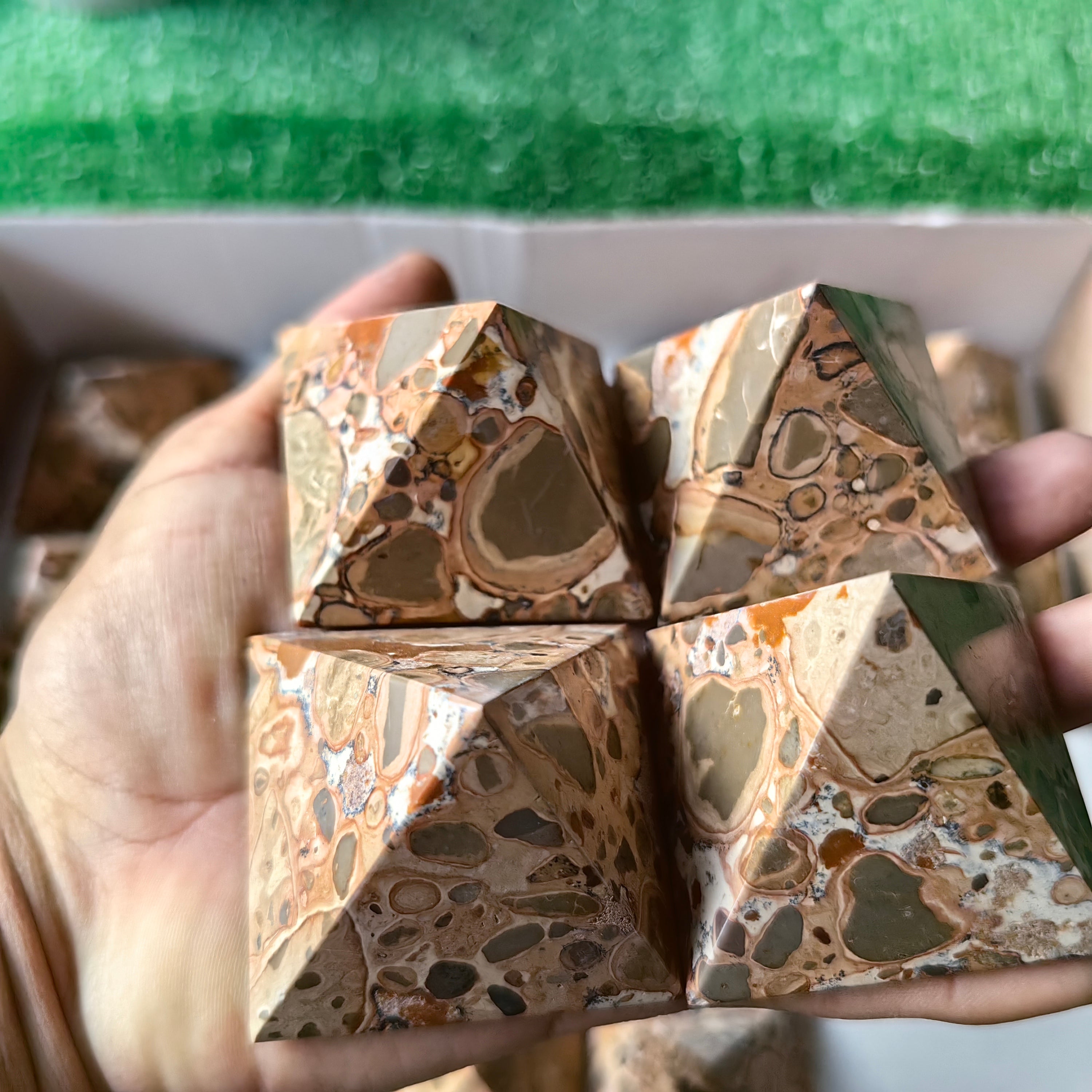 20 pc leopardite jasper pyramids