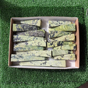 17 pc green serpentine with pyrite towers