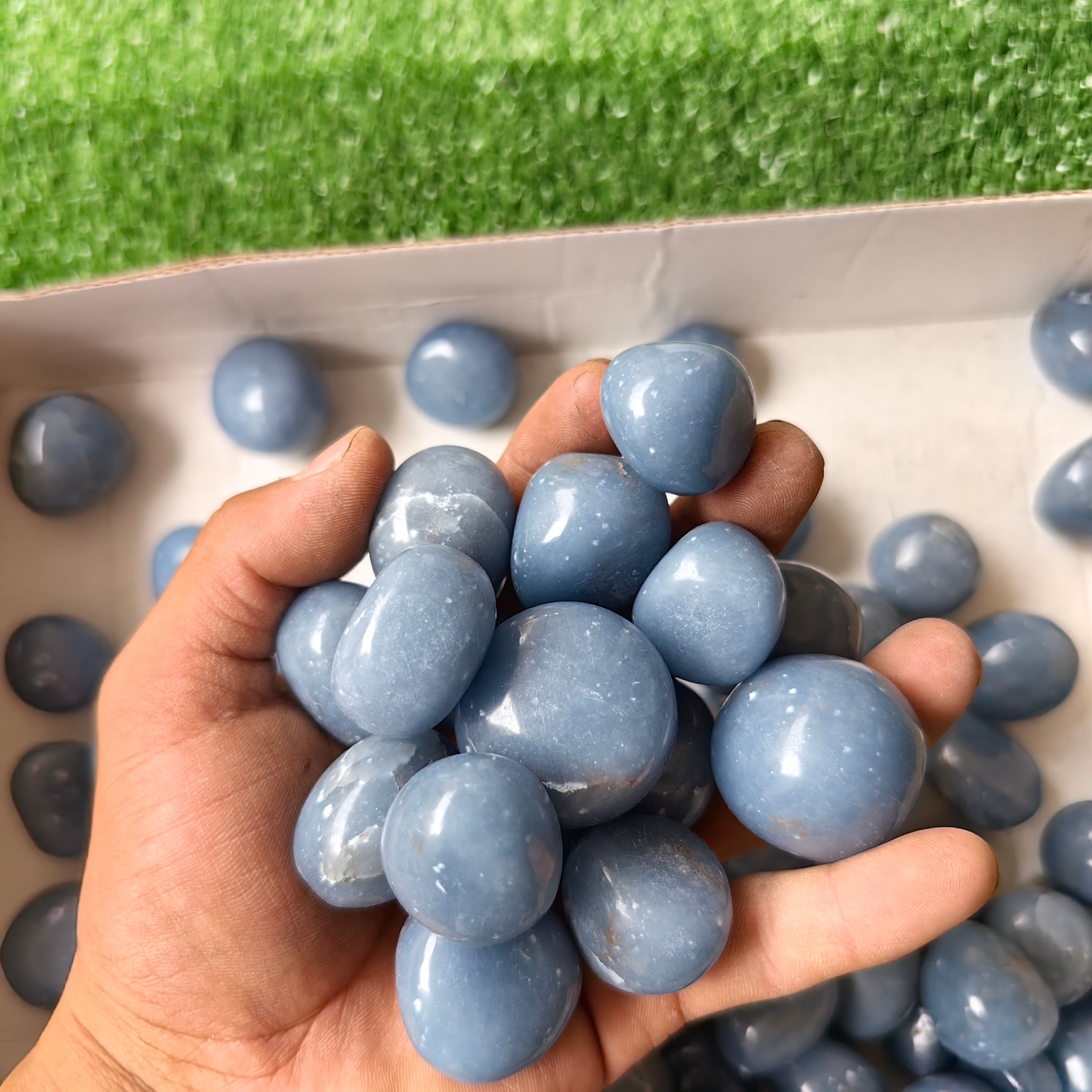 2 kg tumbled blue angelite
