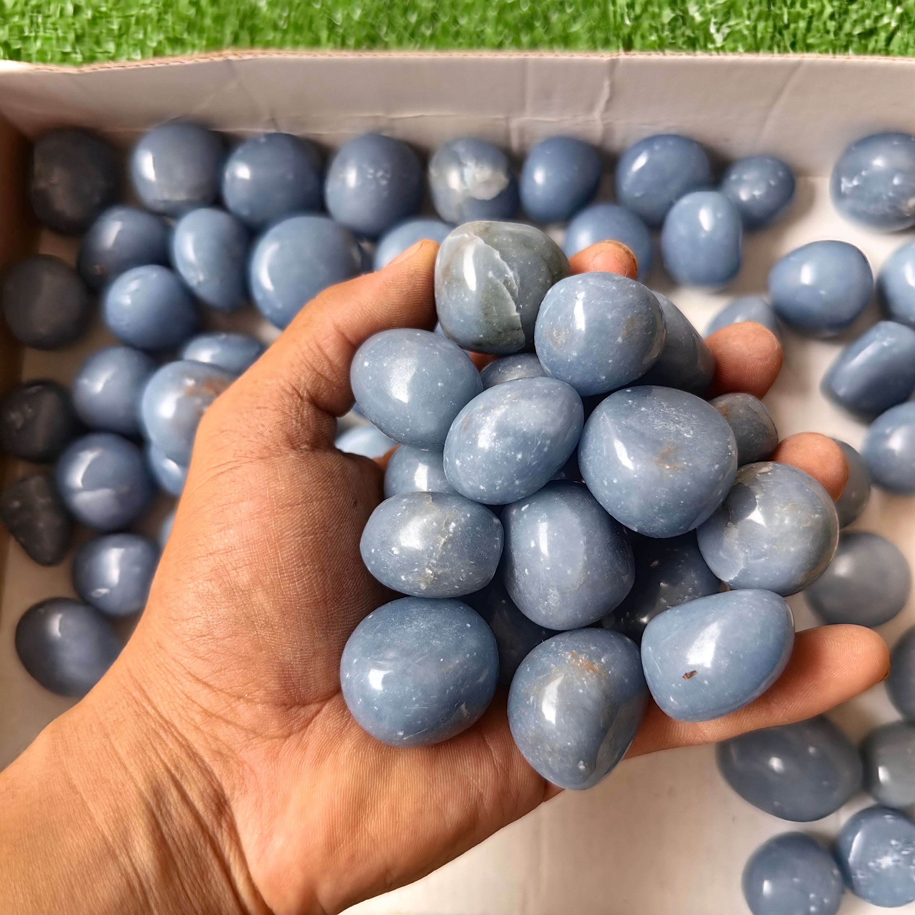 2 kg tumbled blue angelite