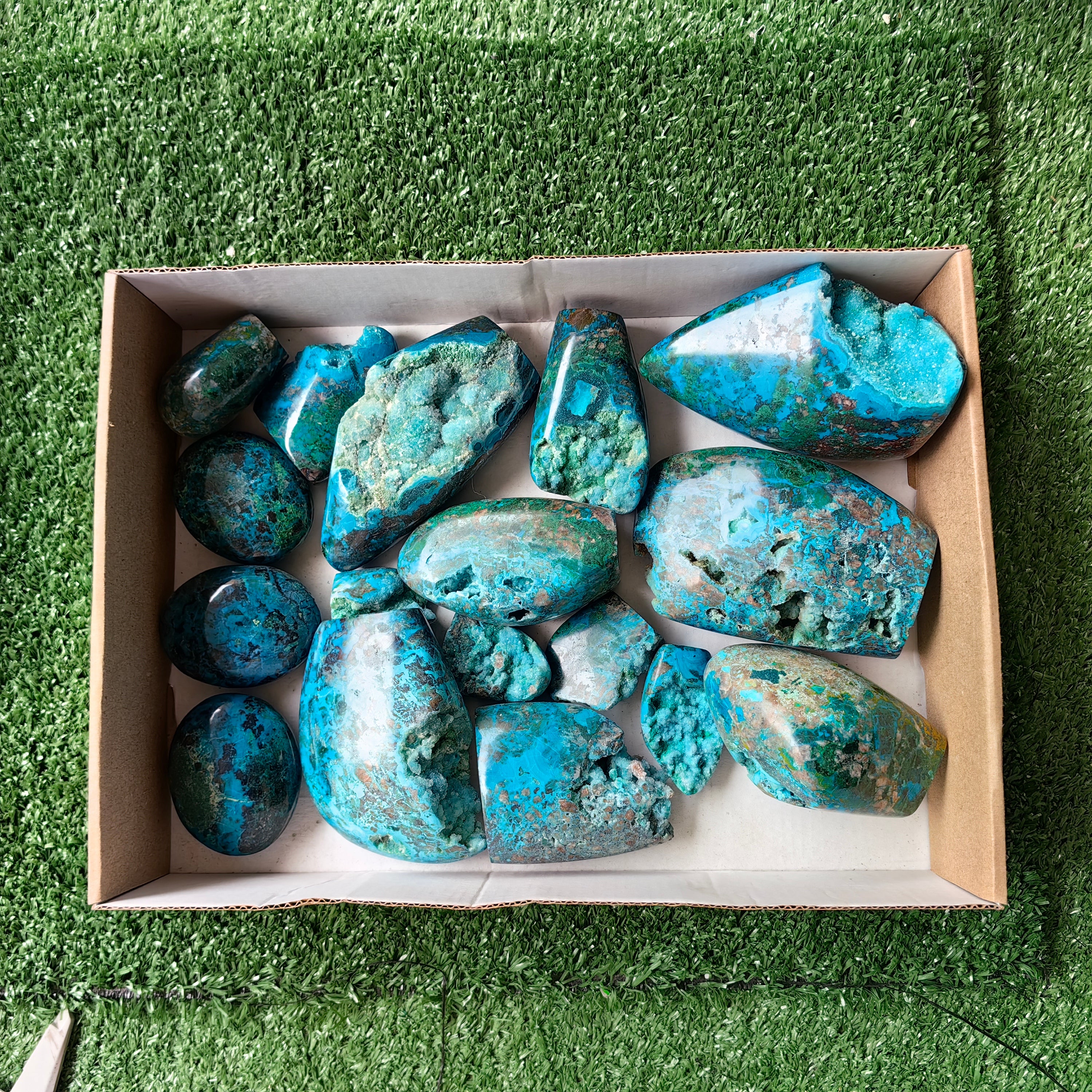 17 pc chrysocolla drusy free forms