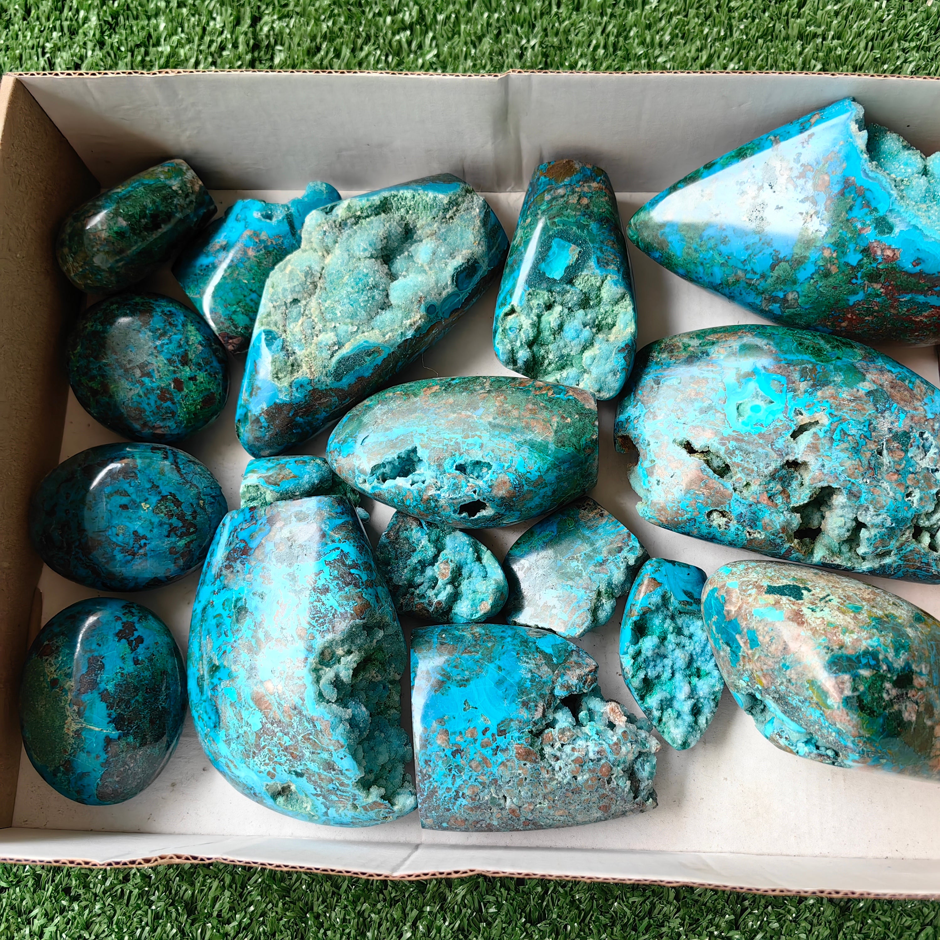 17 pc chrysocolla drusy free forms