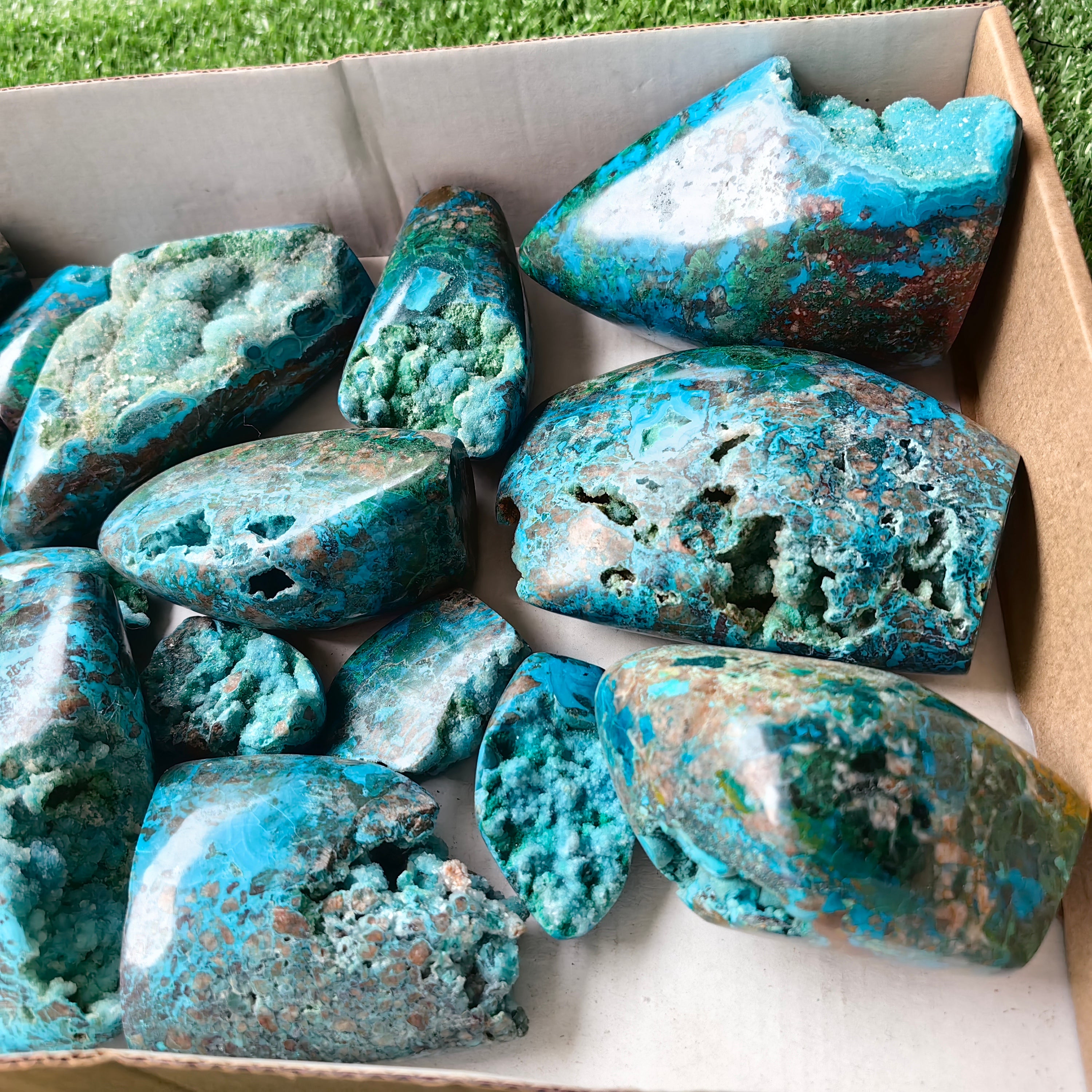 17 pc chrysocolla drusy free forms