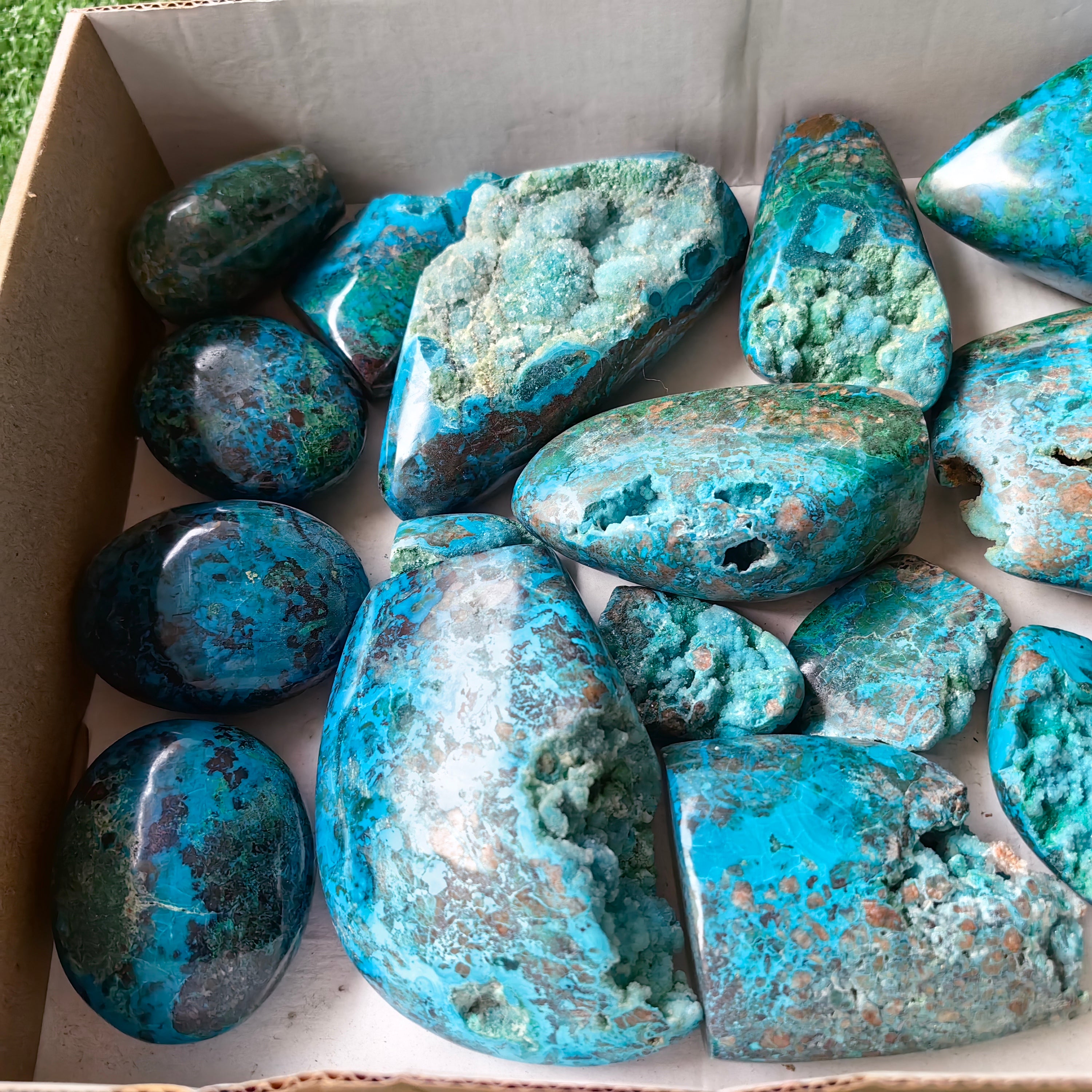 17 pc chrysocolla drusy free forms