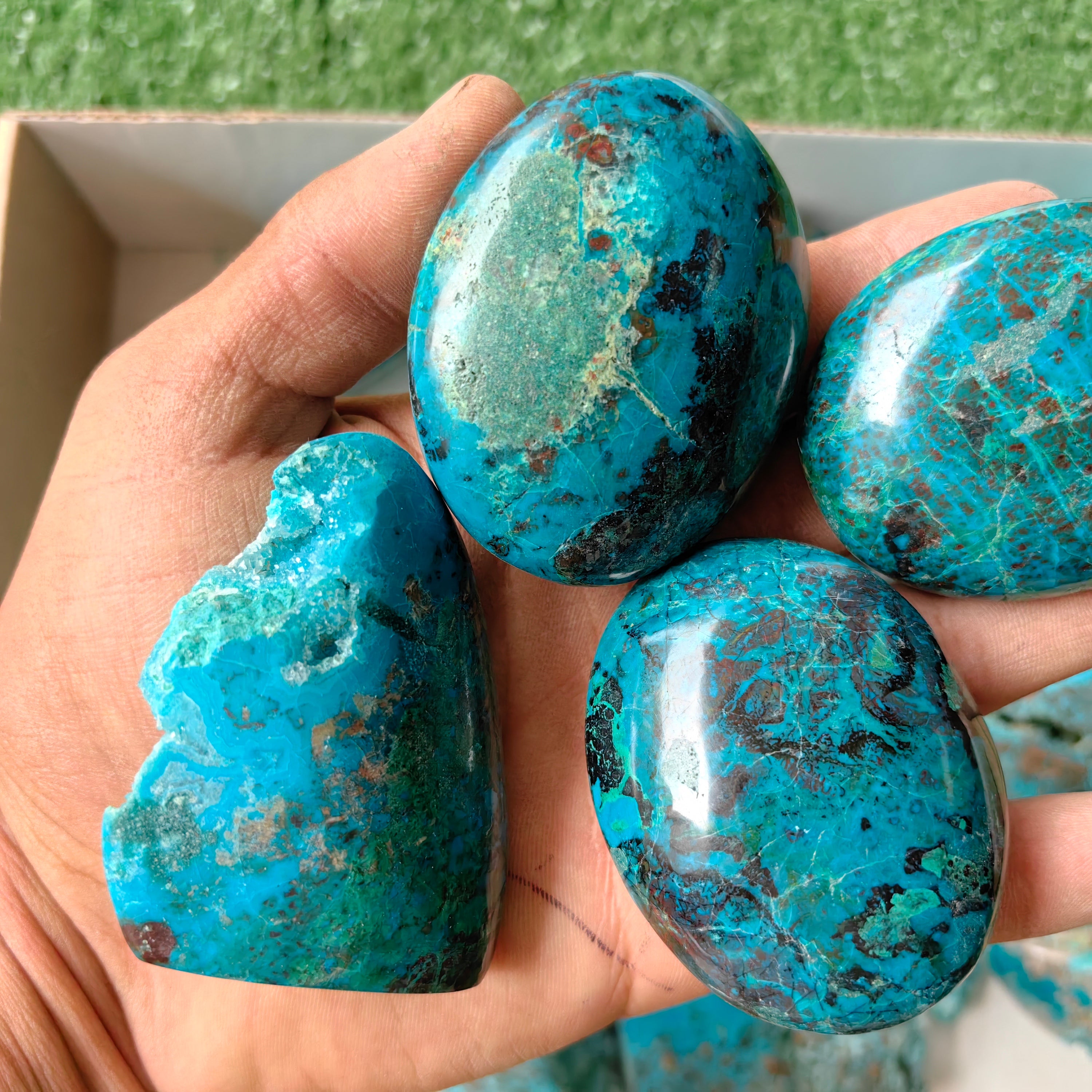 17 pc chrysocolla drusy free forms