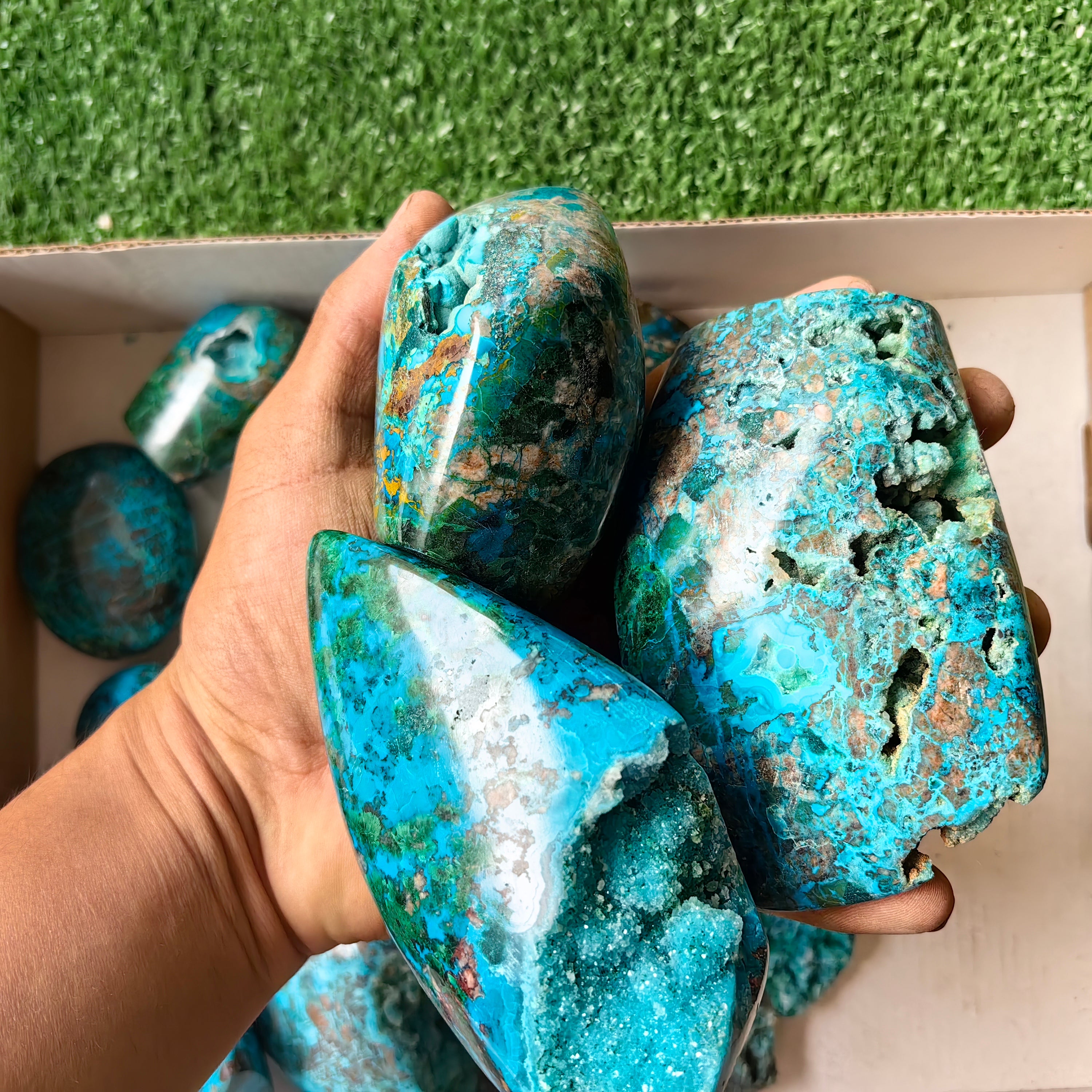 17 pc chrysocolla drusy free forms
