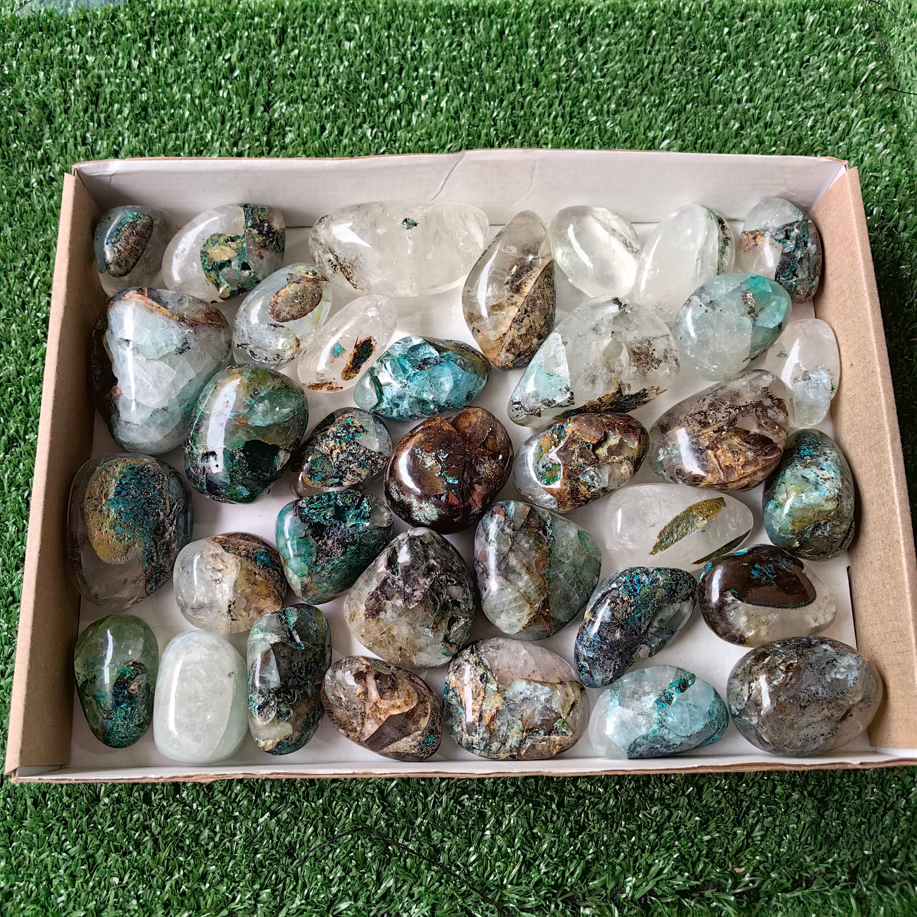33 pc Chrysocolla on quartz Free Form