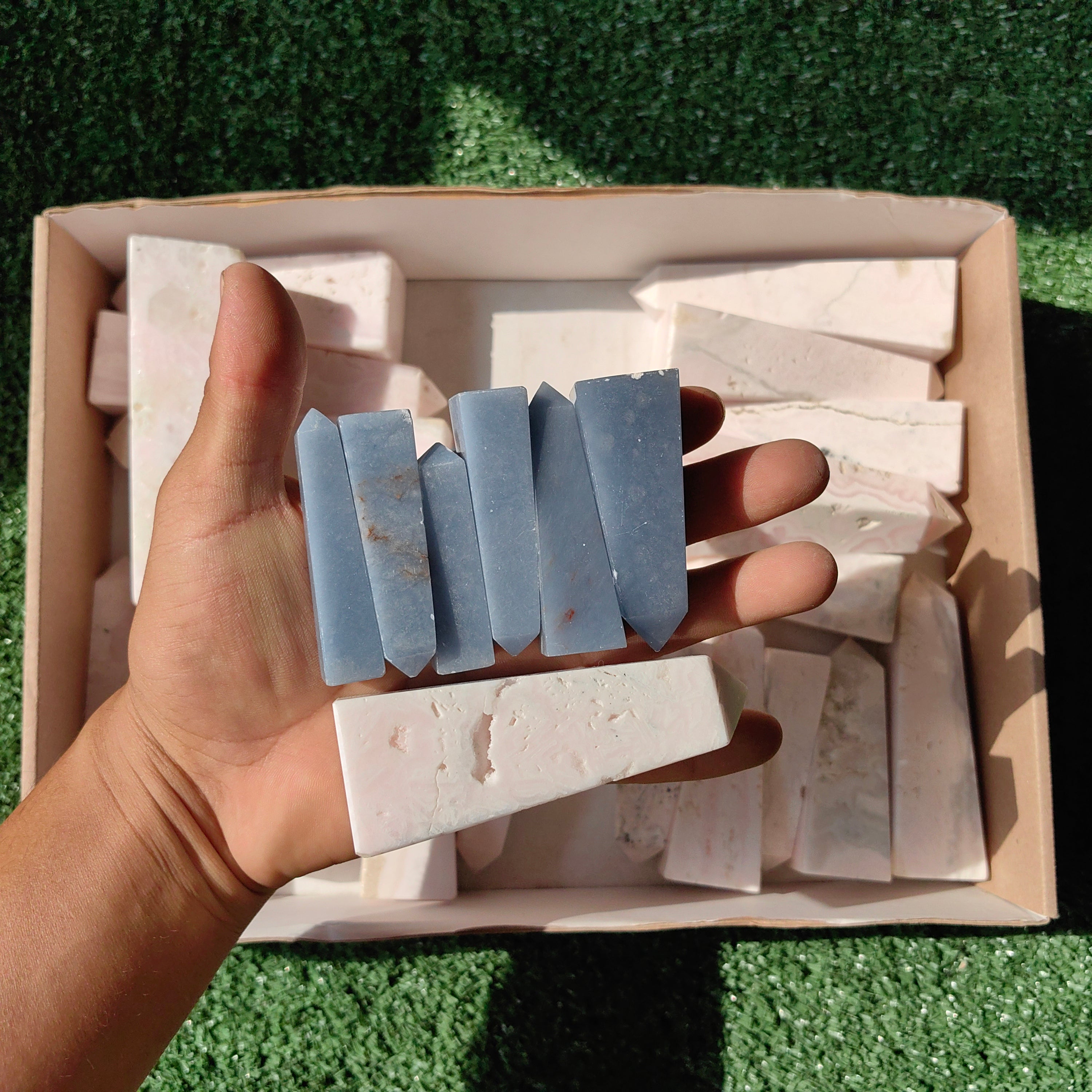 tower mangano calcite & angelite