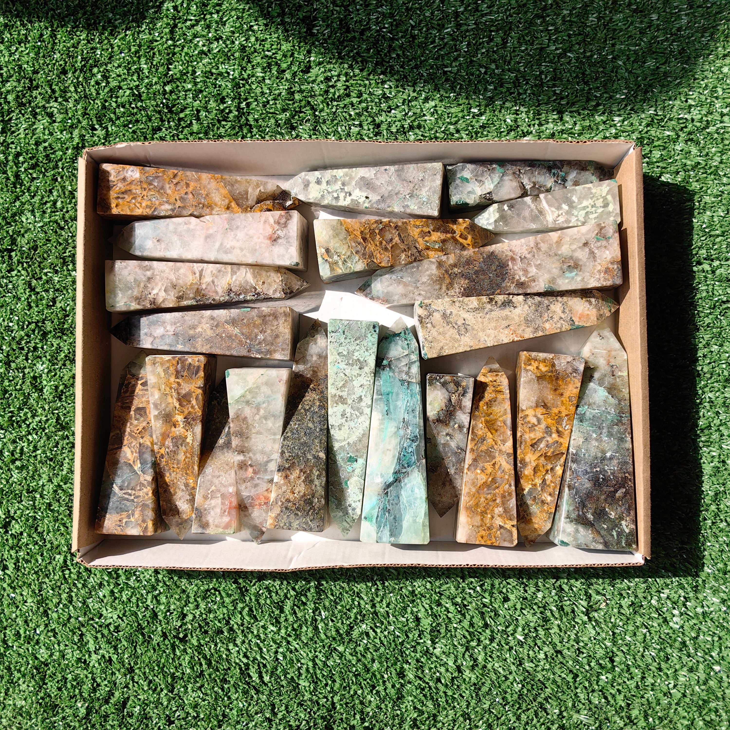 21 pc towers chrysocolla quartz