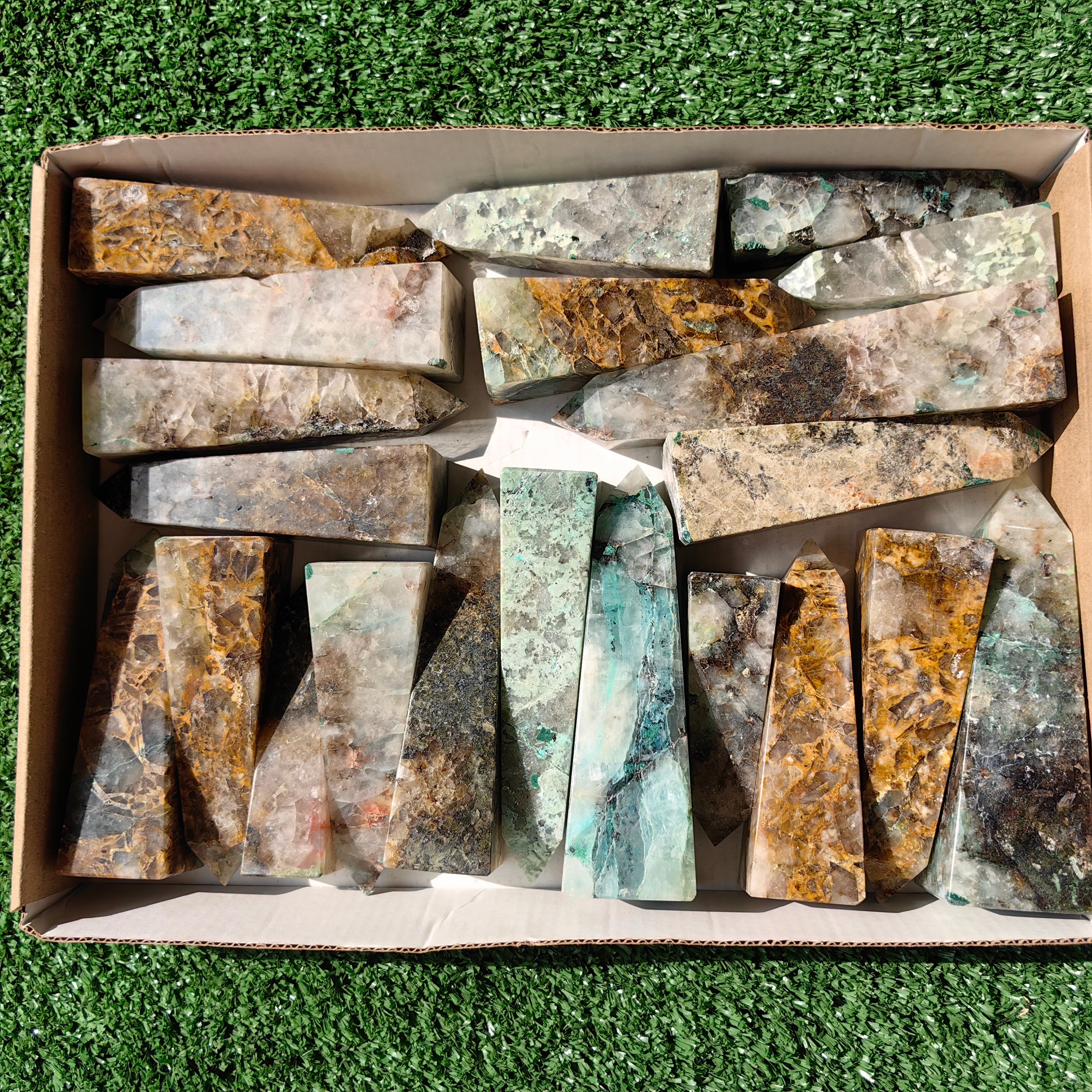 21 pc towers chrysocolla quartz