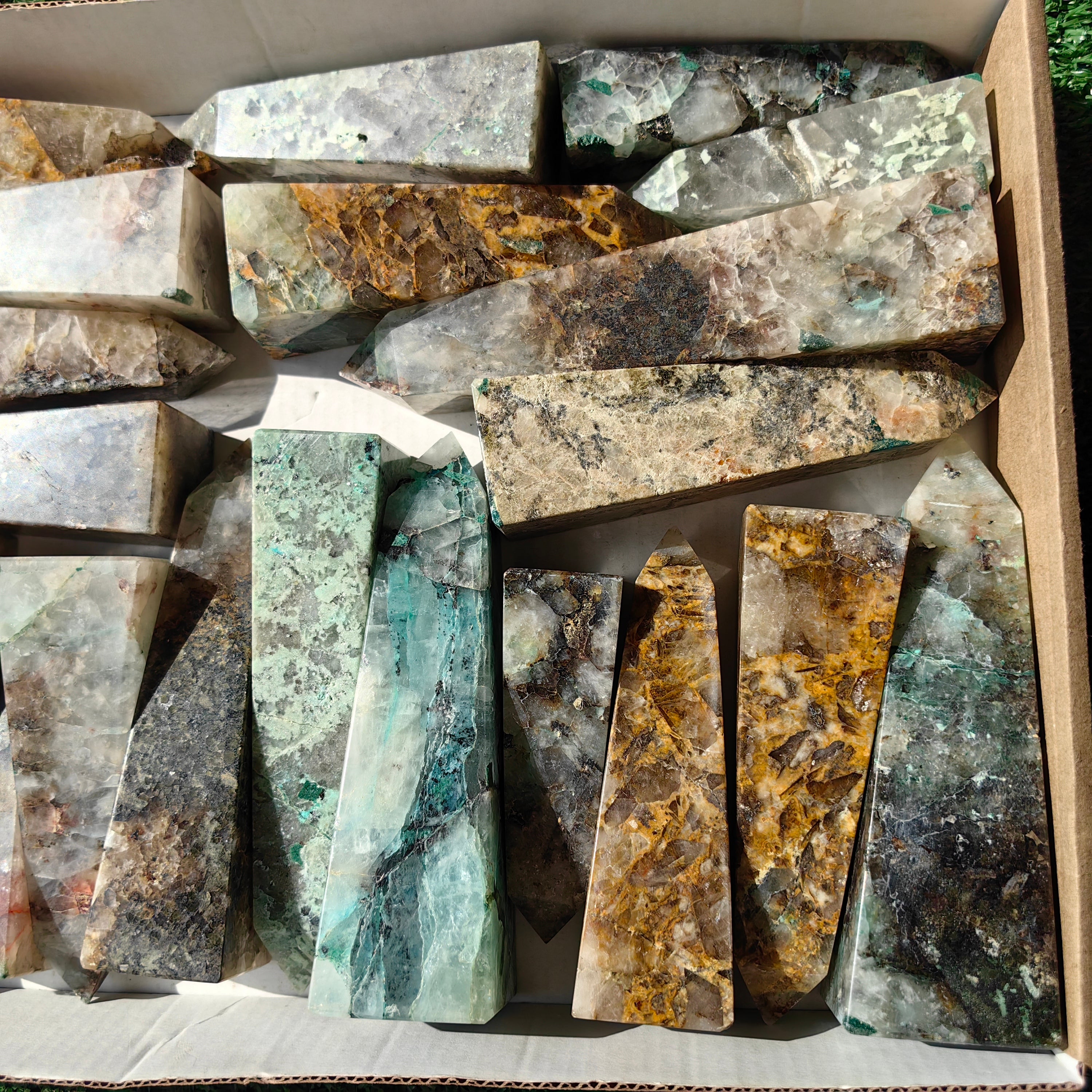 21 pc towers chrysocolla quartz