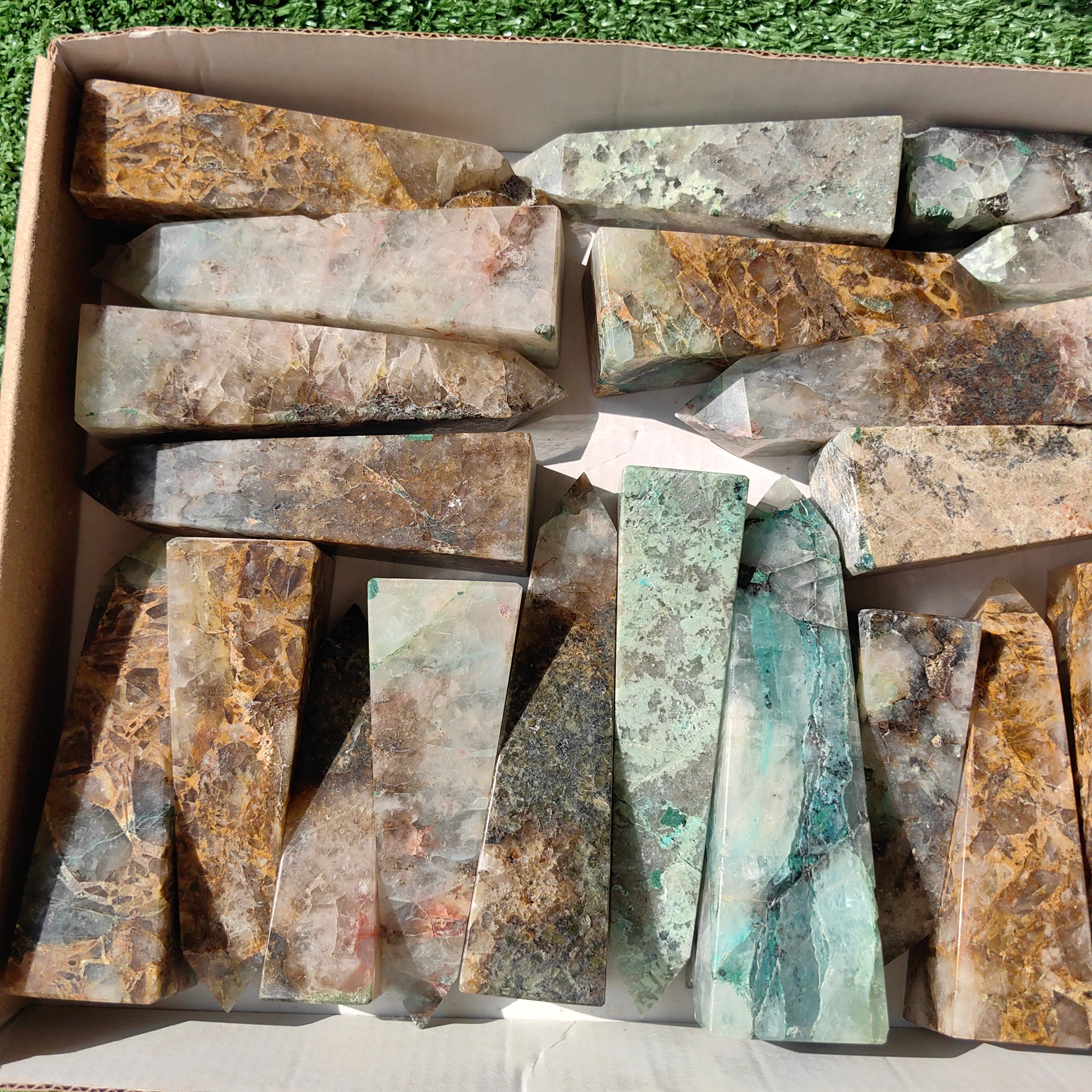 21 pc towers chrysocolla quartz